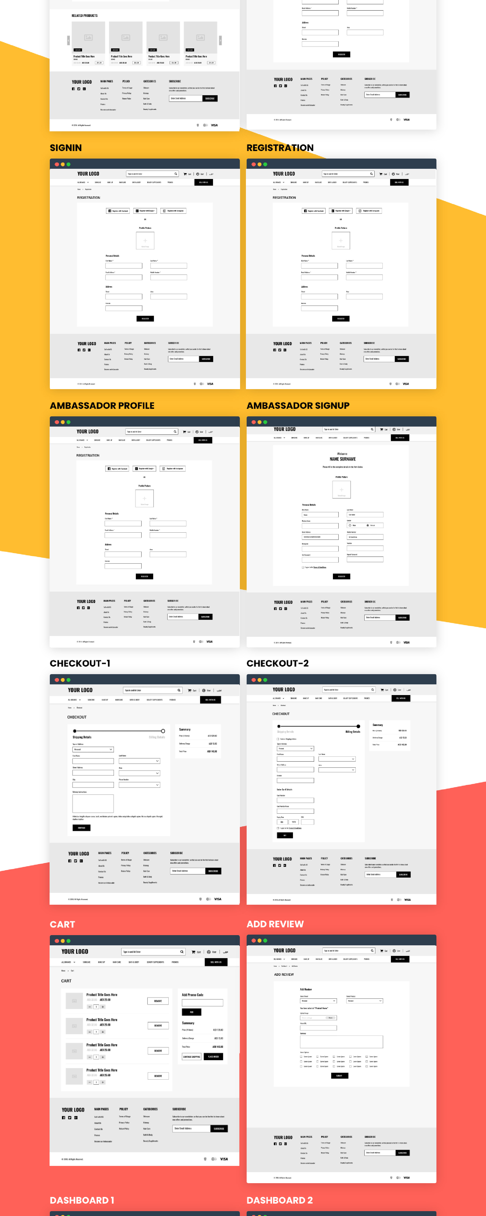 E-commerce Wireframing Kit for Adobe - XD presentation image