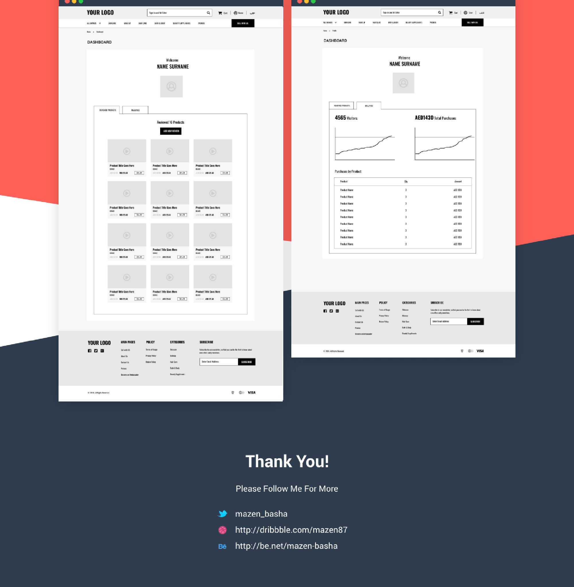 E-commerce Wireframing Kit for Adobe - XD presentation image