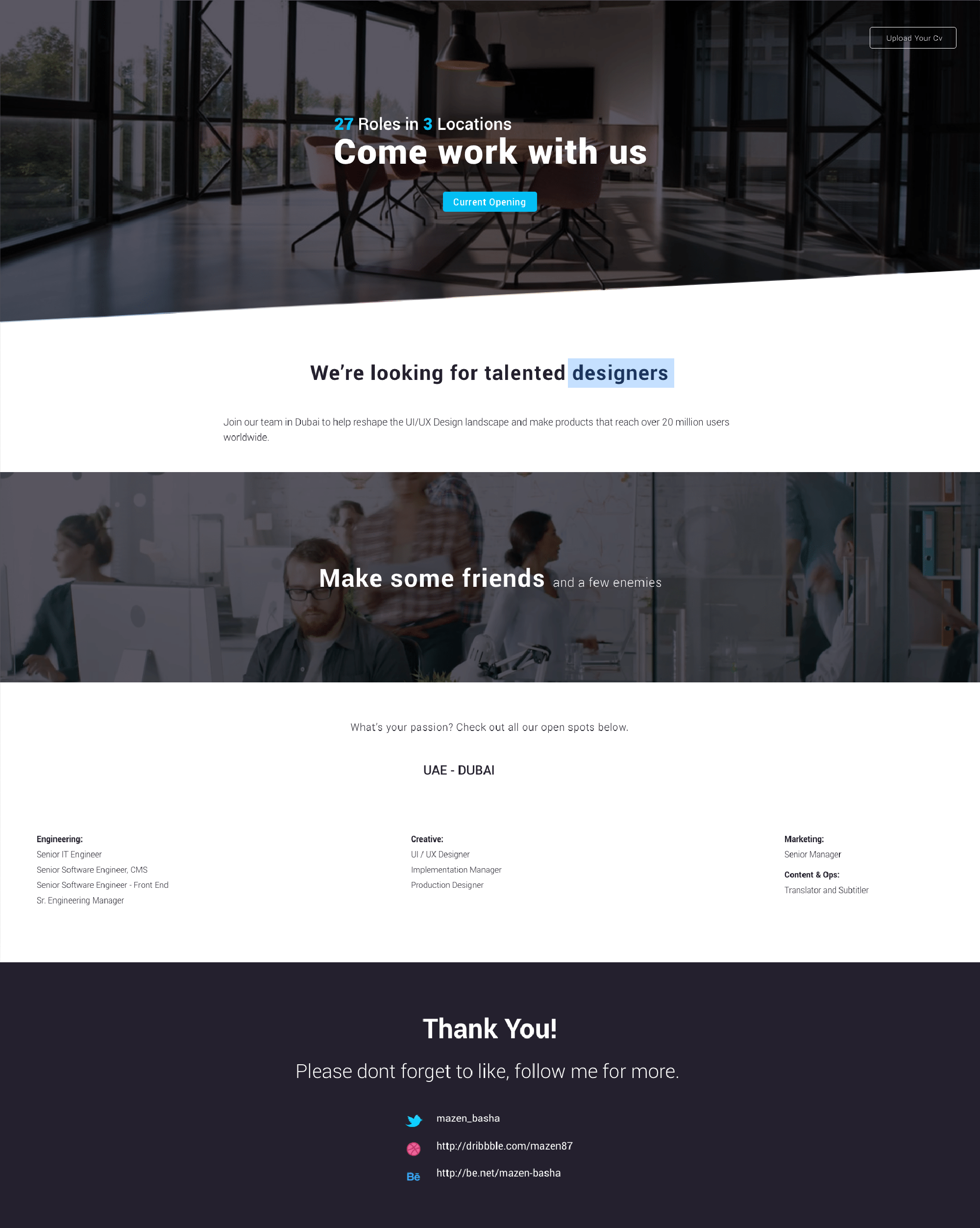 Career page design (FREE adobe XD Template) presentation image