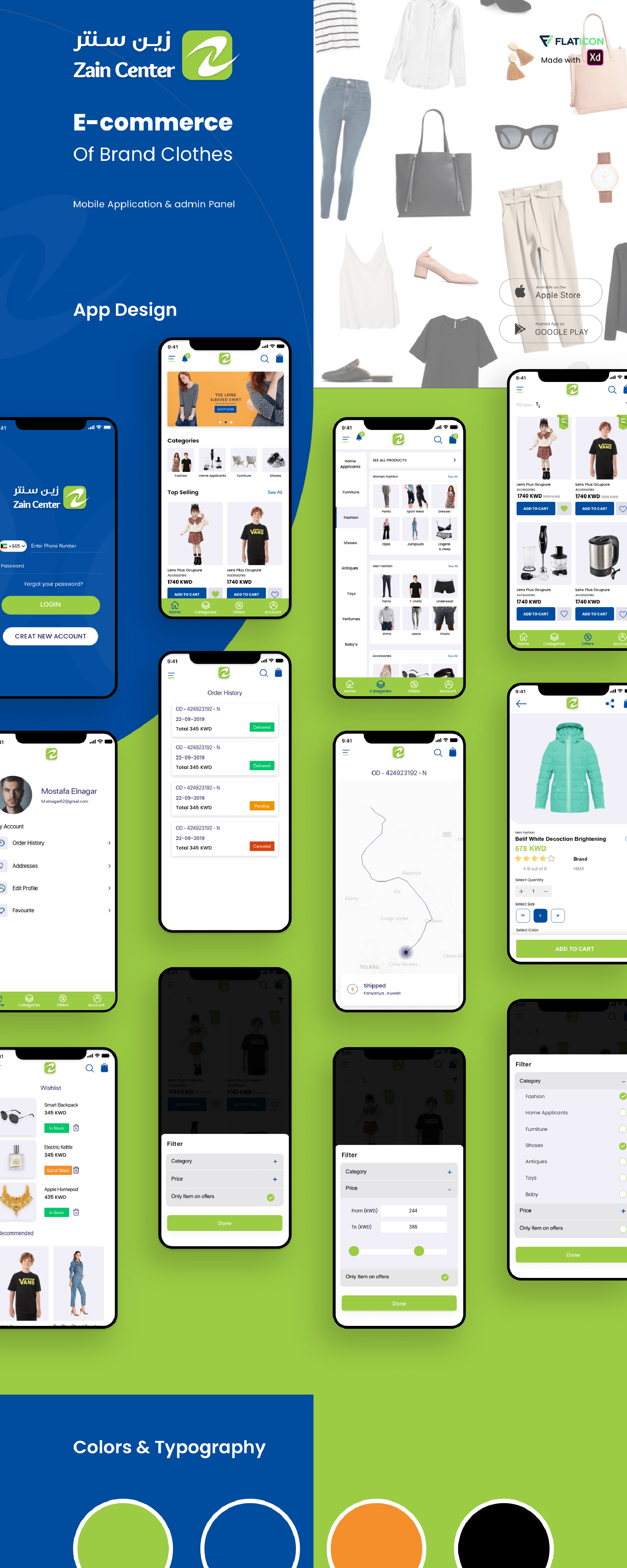 Zain Center - E-commerce Mobile App Free UI KIT presentation image