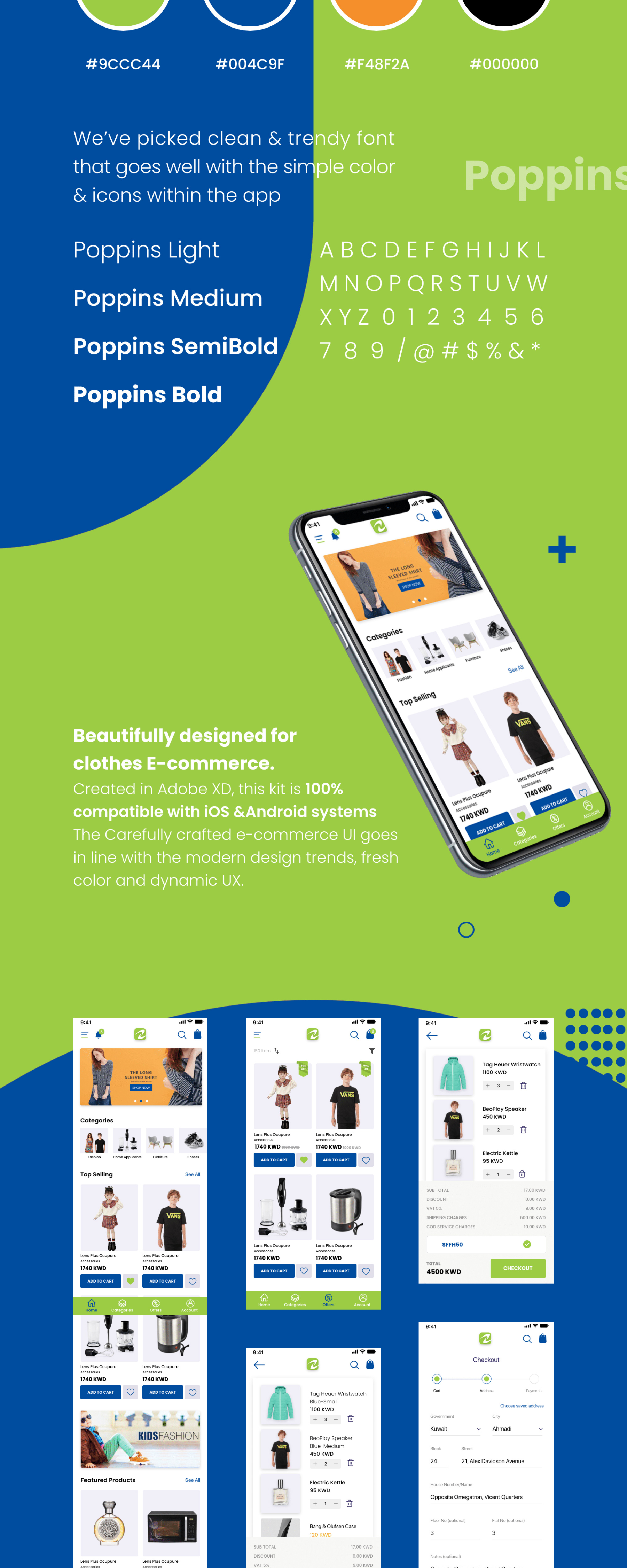 Zain Center - E-commerce Mobile App Free UI KIT presentation image