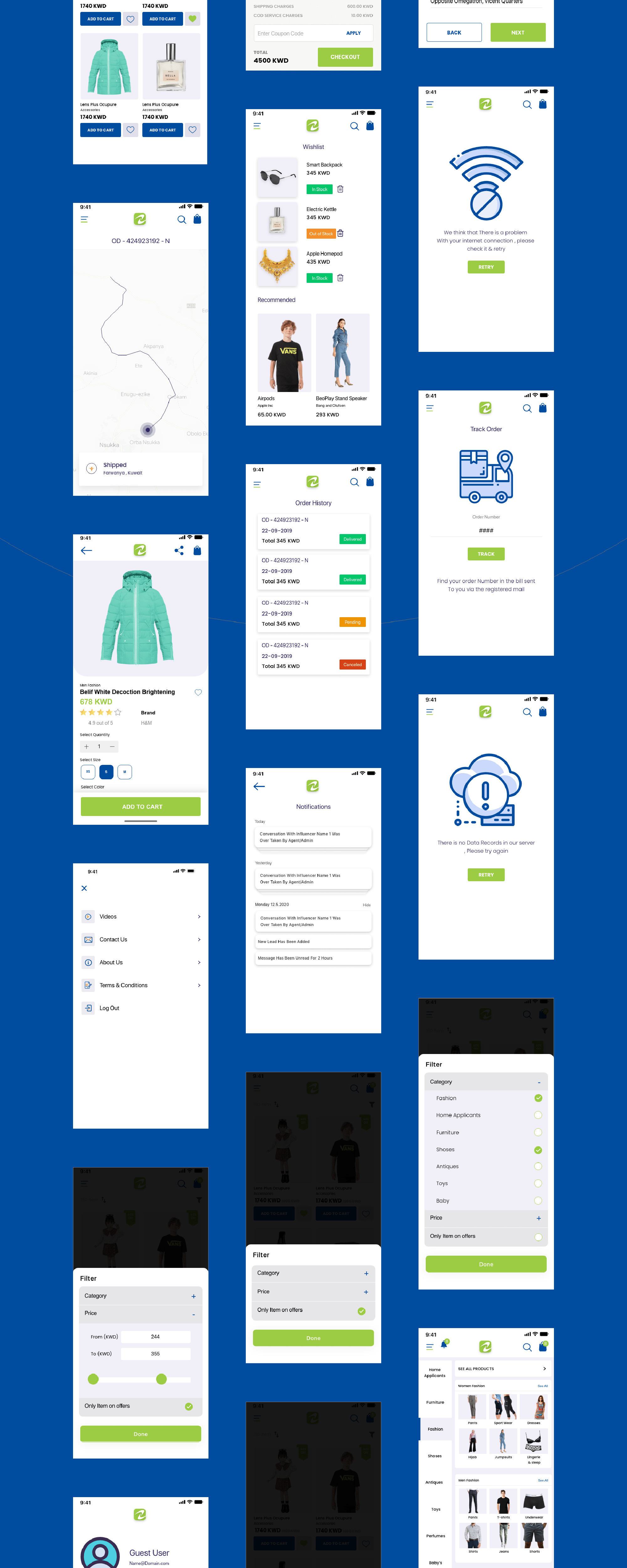 Zain Center - E-commerce Mobile App Free UI KIT presentation image