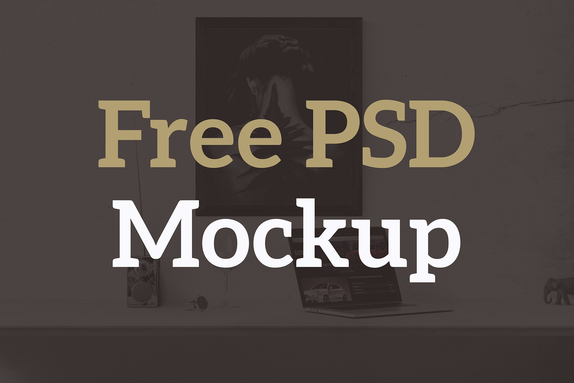Poster and Laptop PSD Mockup presentation image