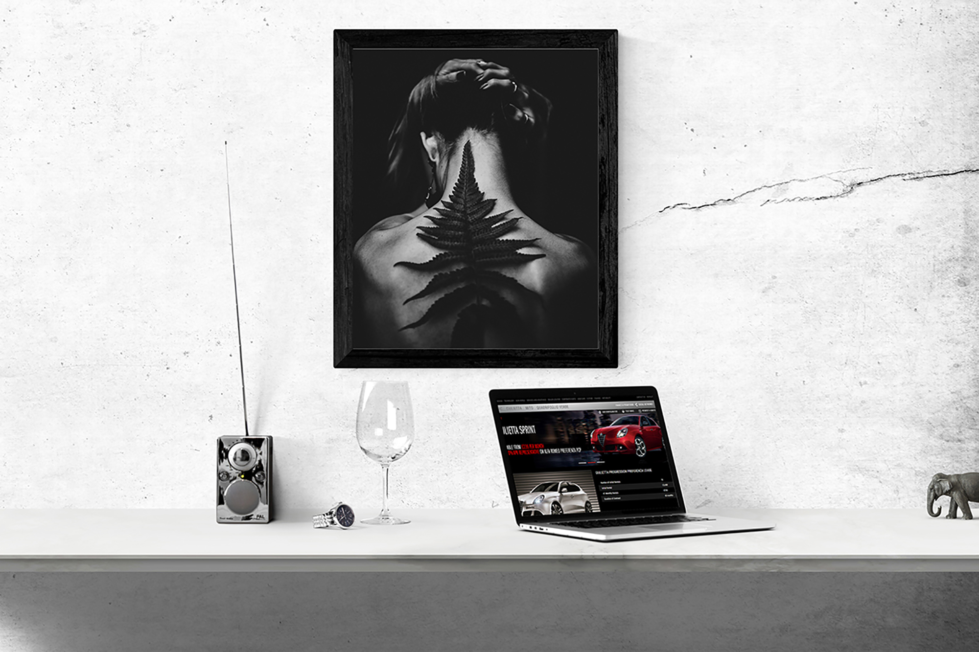 Poster and Laptop PSD Mockup presentation image