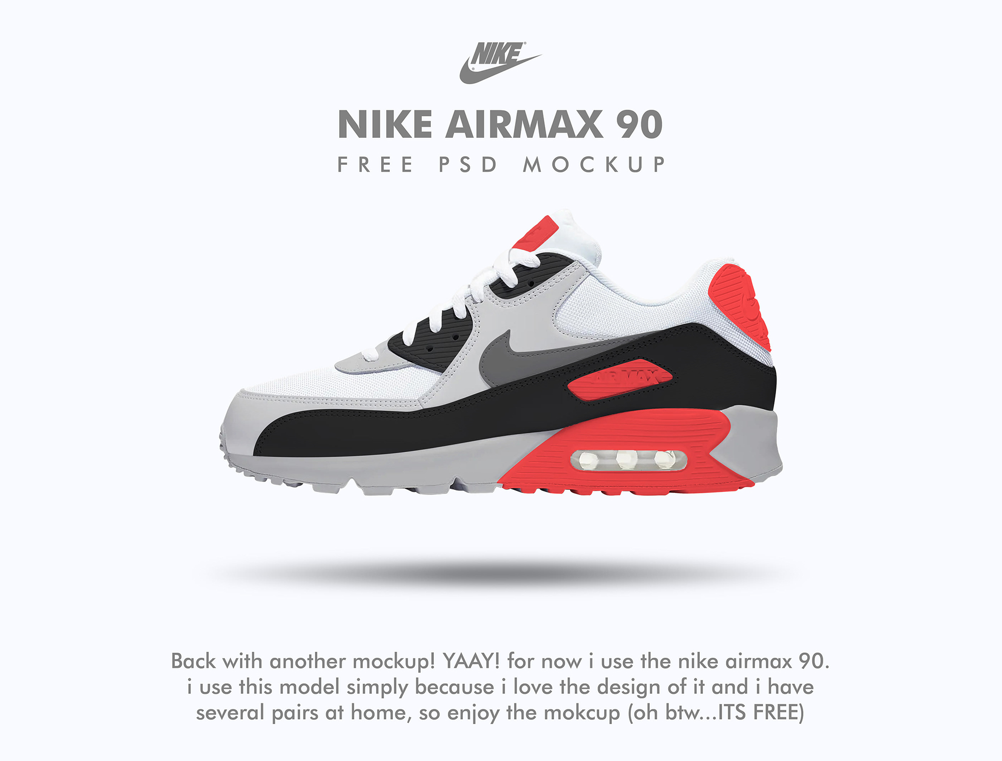 NIKE Airmax 90 FREE PSD MOCKUP presentation image