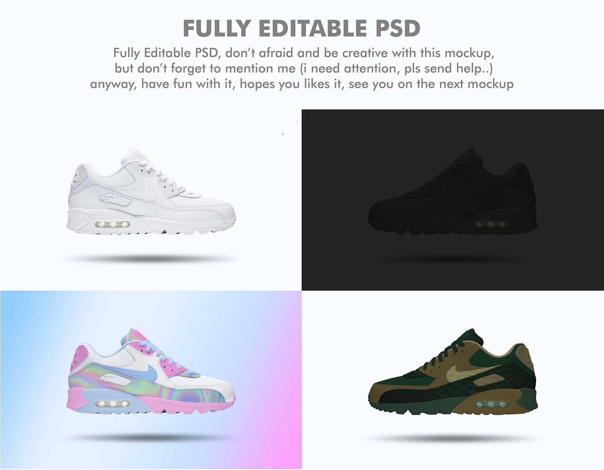 NIKE Airmax 90 FREE PSD MOCKUP presentation image