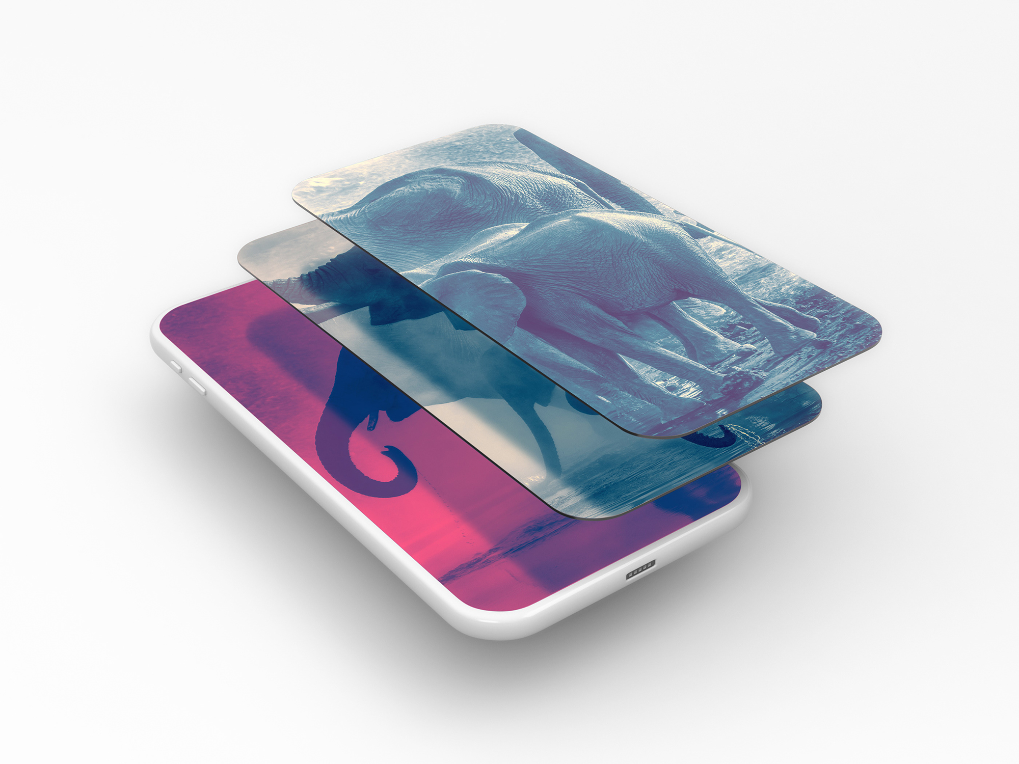 Smartphone multiscreen perspective mockup presentation image