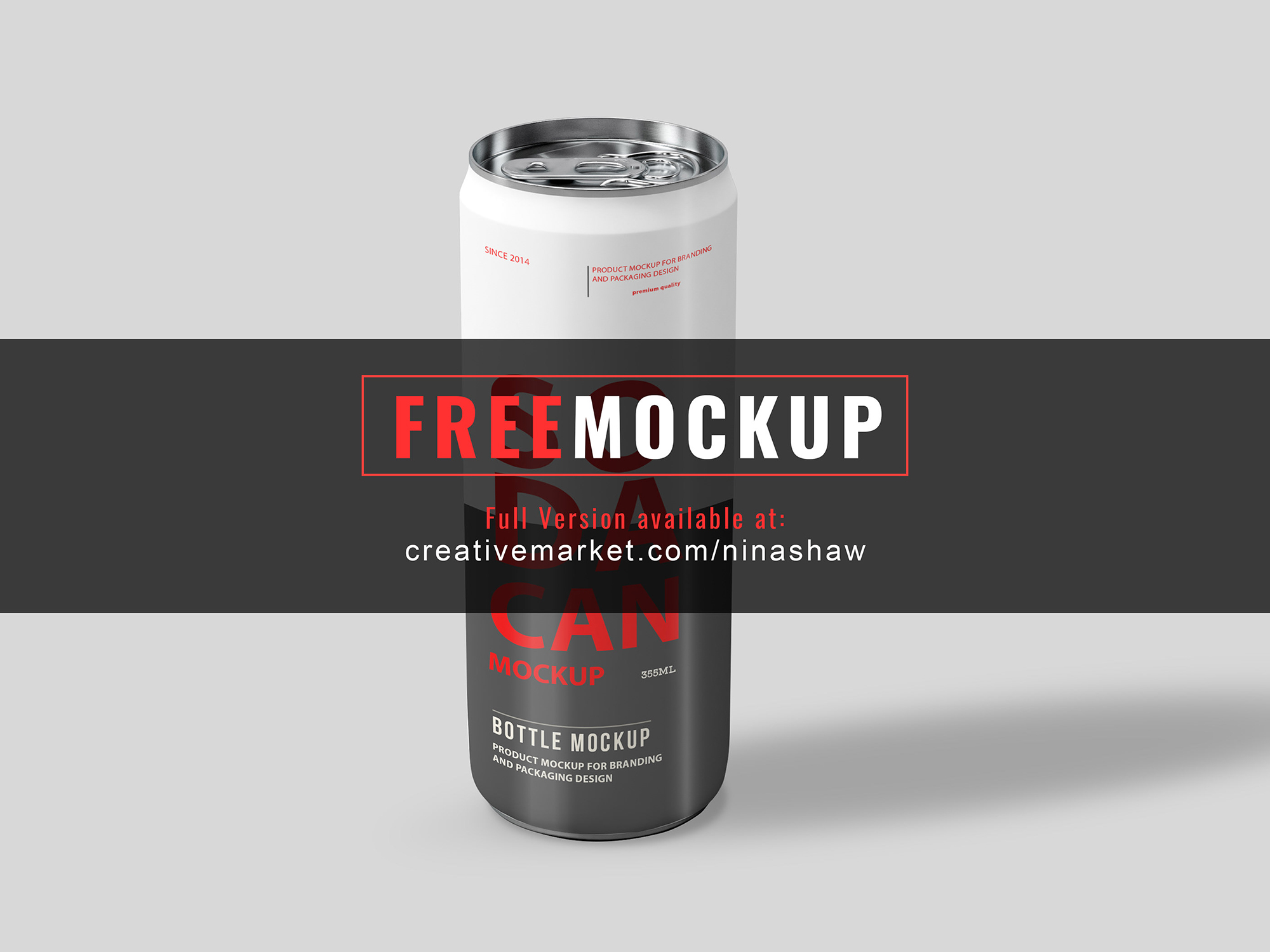 Free Soda Can 355ml Mockup presentation image