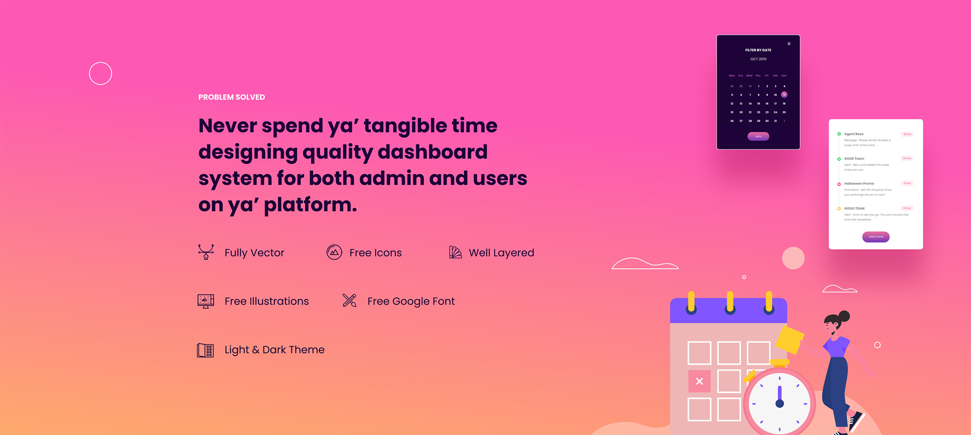 Web Dashboard UI Kit (Light and Dark) presentation image