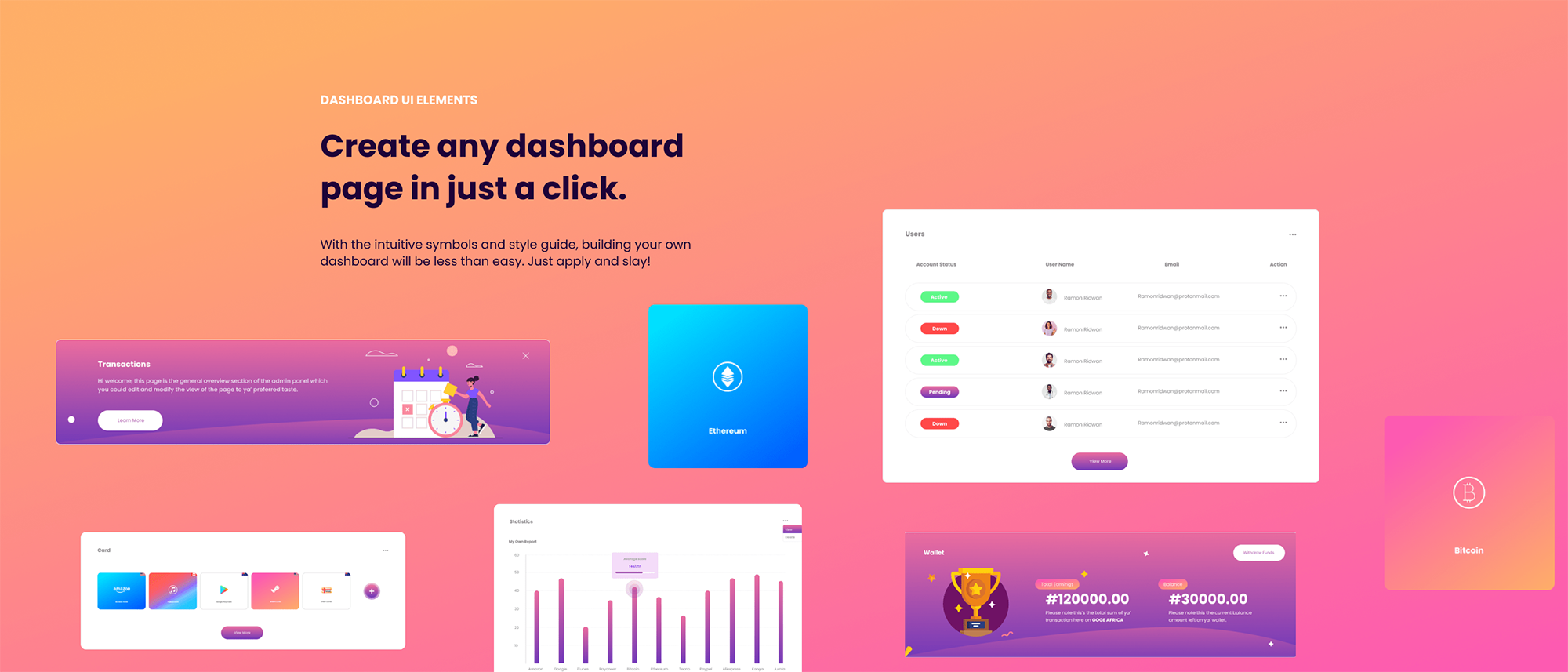 Web Dashboard UI Kit (Light and Dark) presentation image