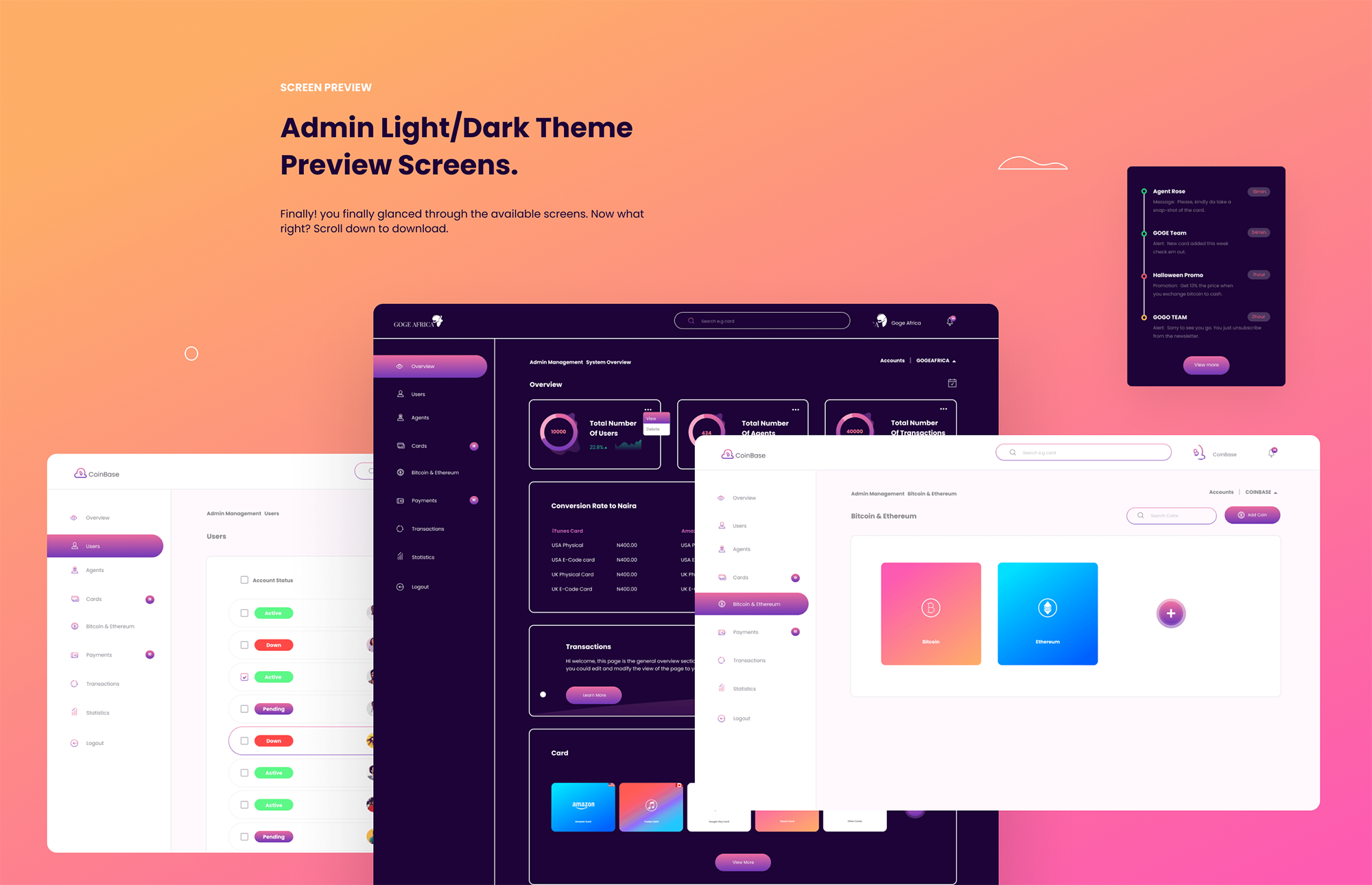 Web Dashboard UI Kit (Light and Dark) presentation image