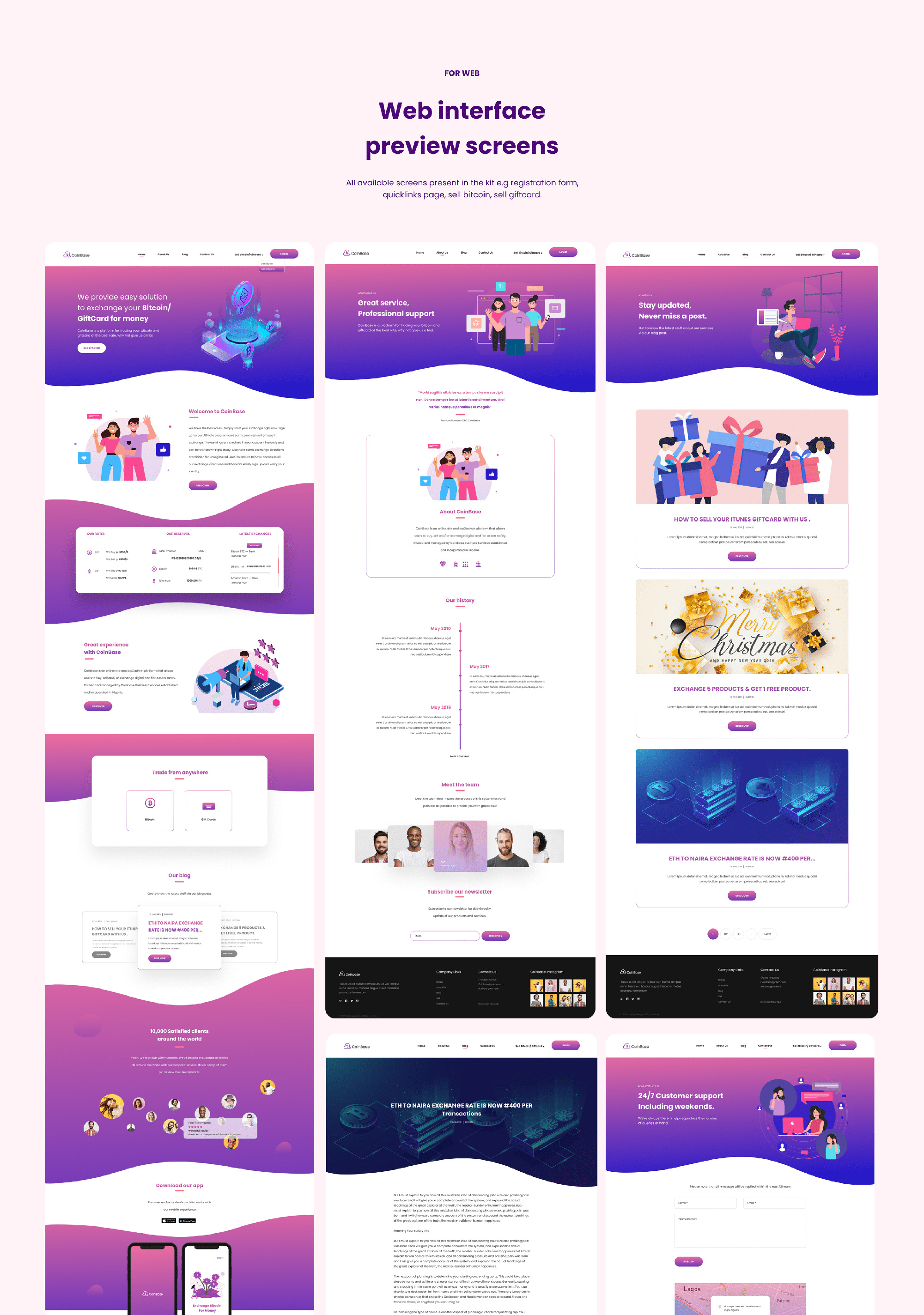 CoinBase - Web & Mobile Free UI Kit presentation image