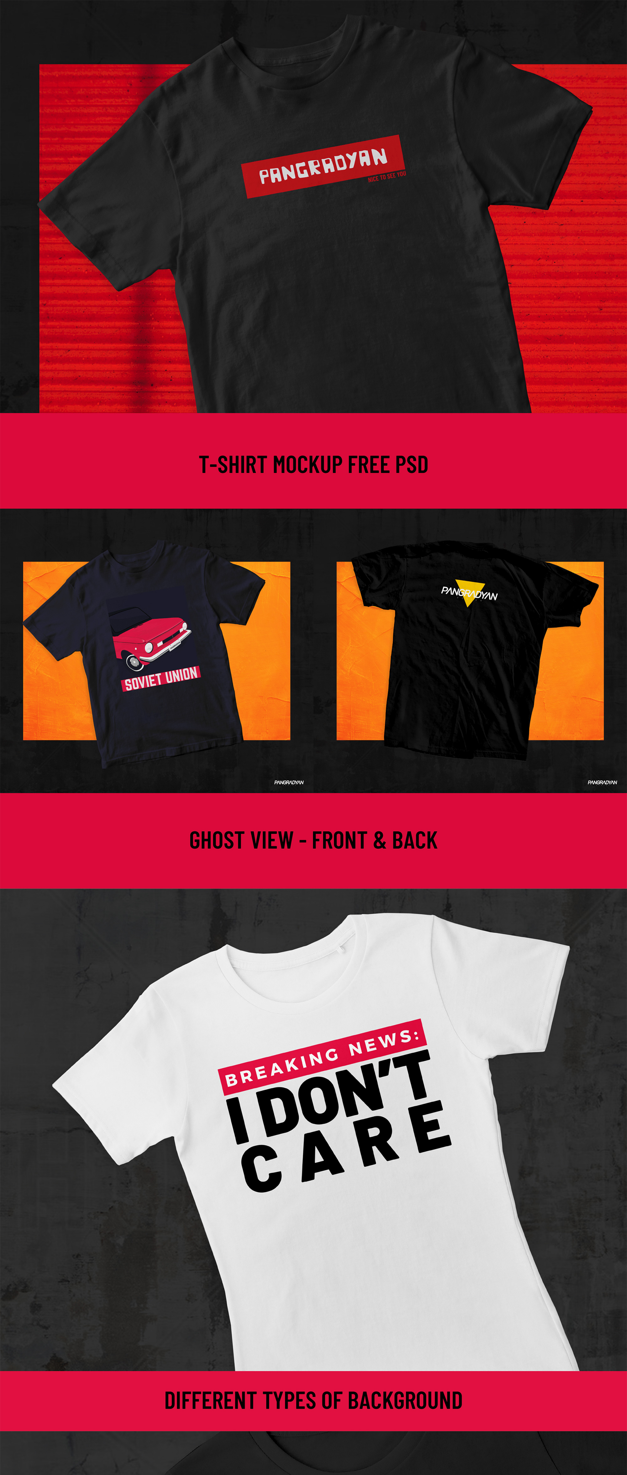 T-shirt Free PSD Mockup presentation image