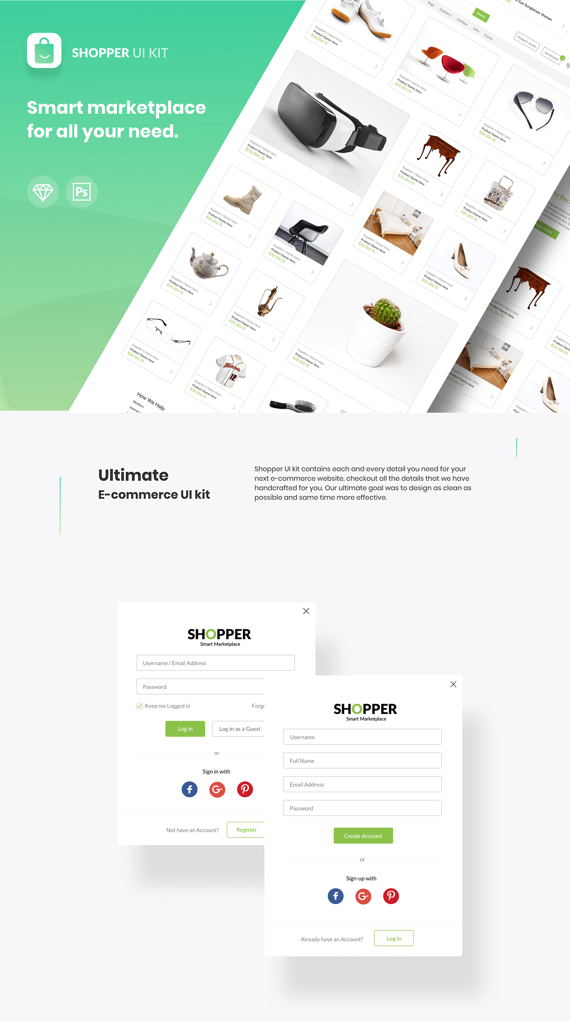 Shopper UI Kit - Freebie presentation image