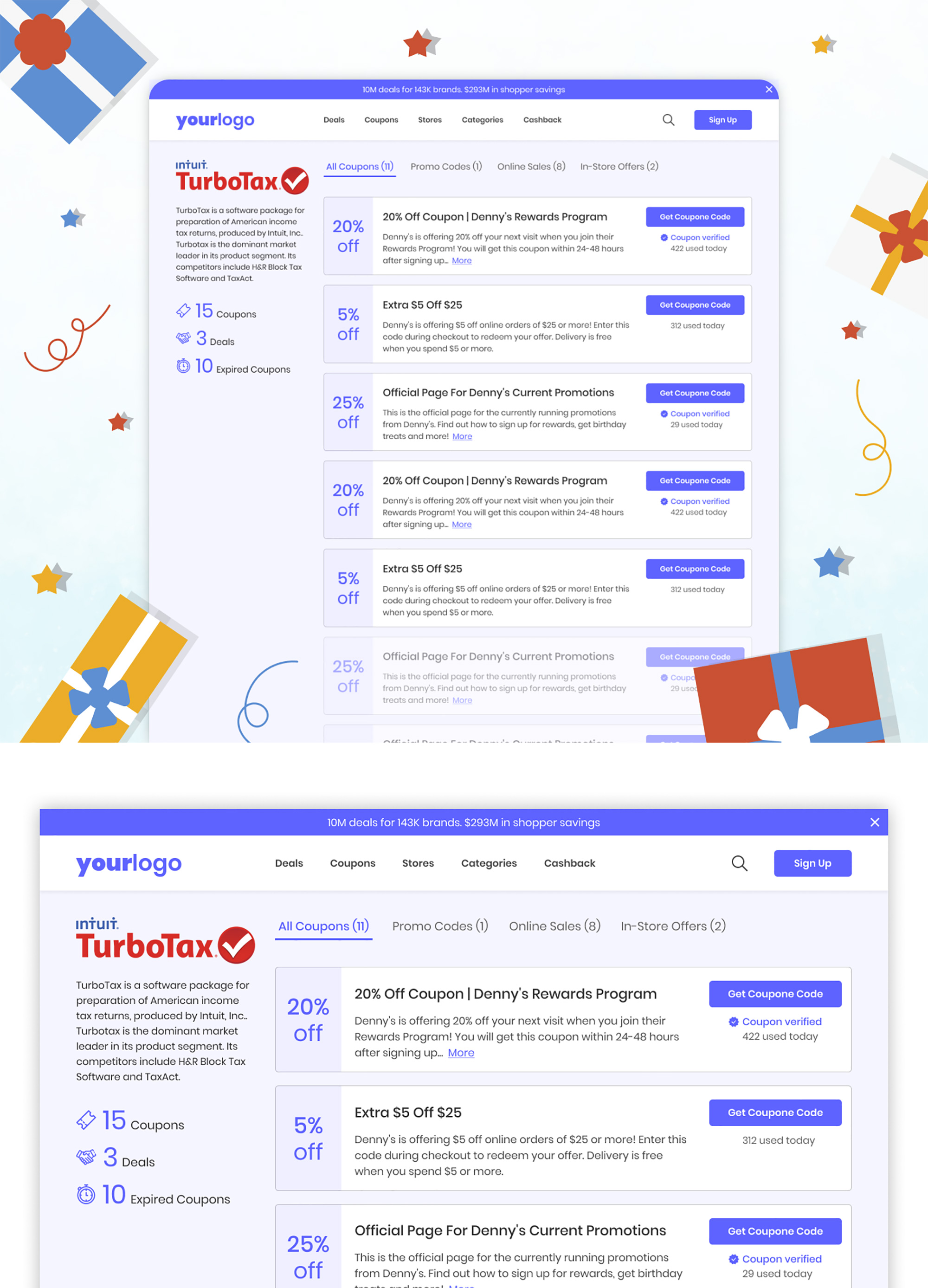 Coupon Website Template | FREE Figma presentation image