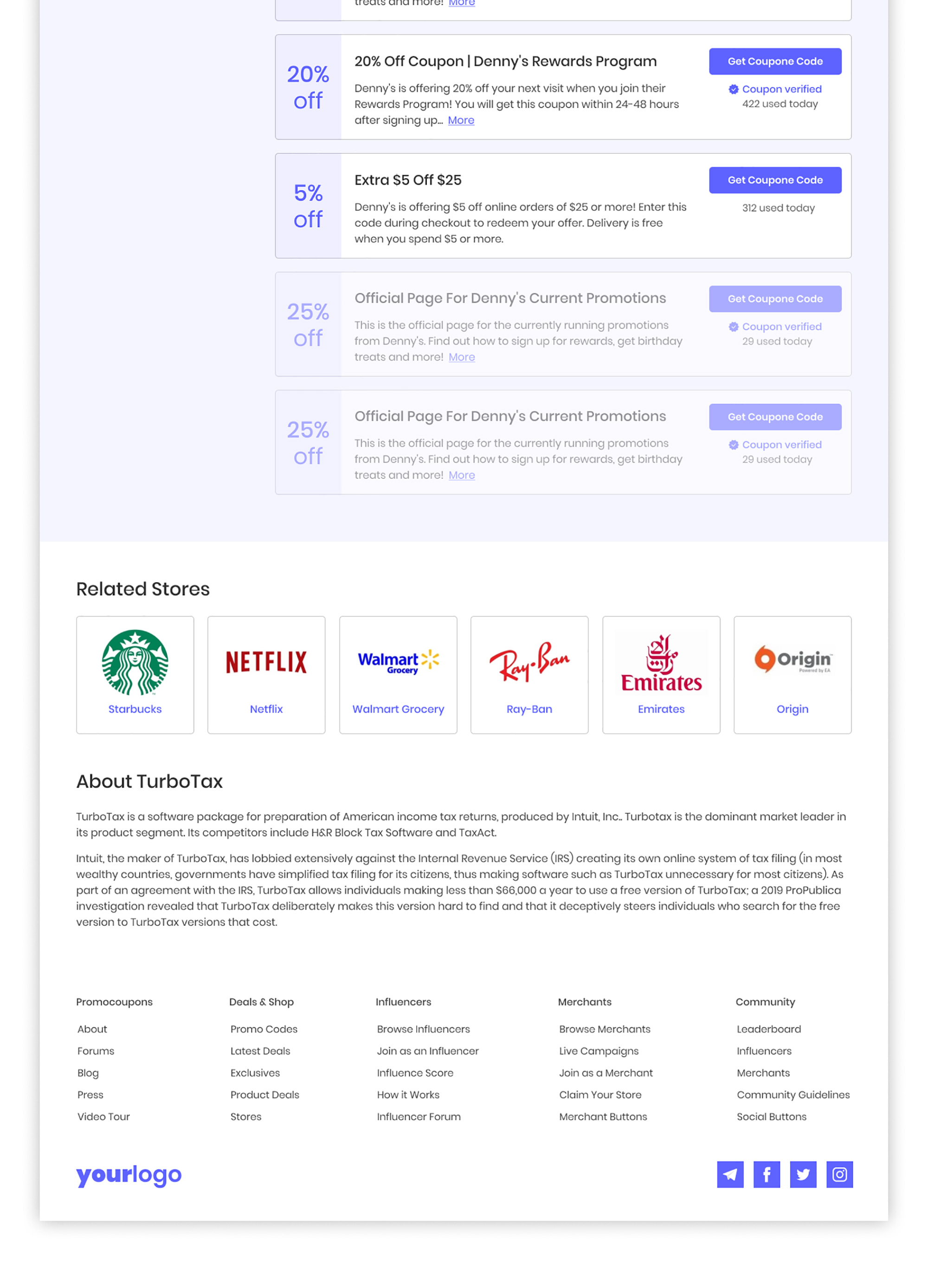 Coupon Website Template | FREE Figma presentation image