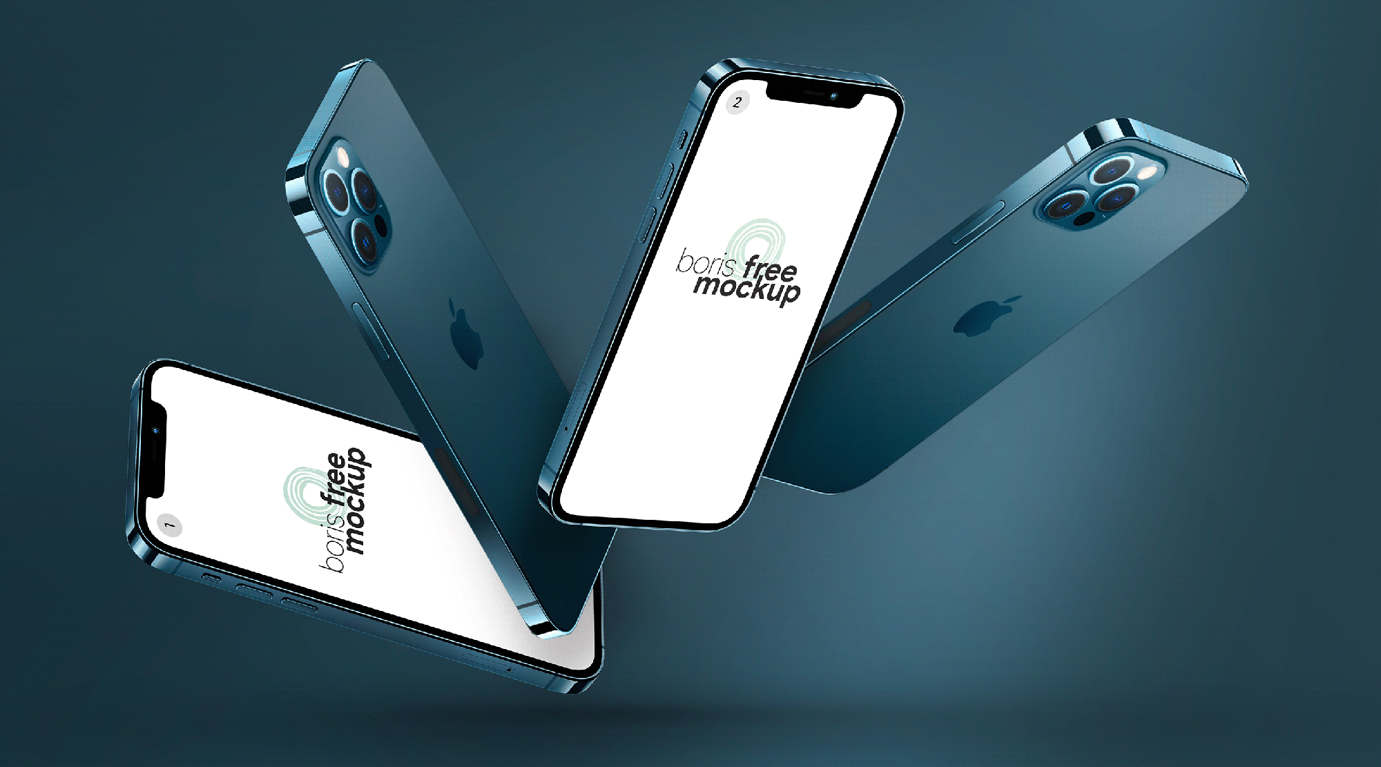 Floating iPhone 12 Pro Max Mockups by Boris Free Mockup presentation image