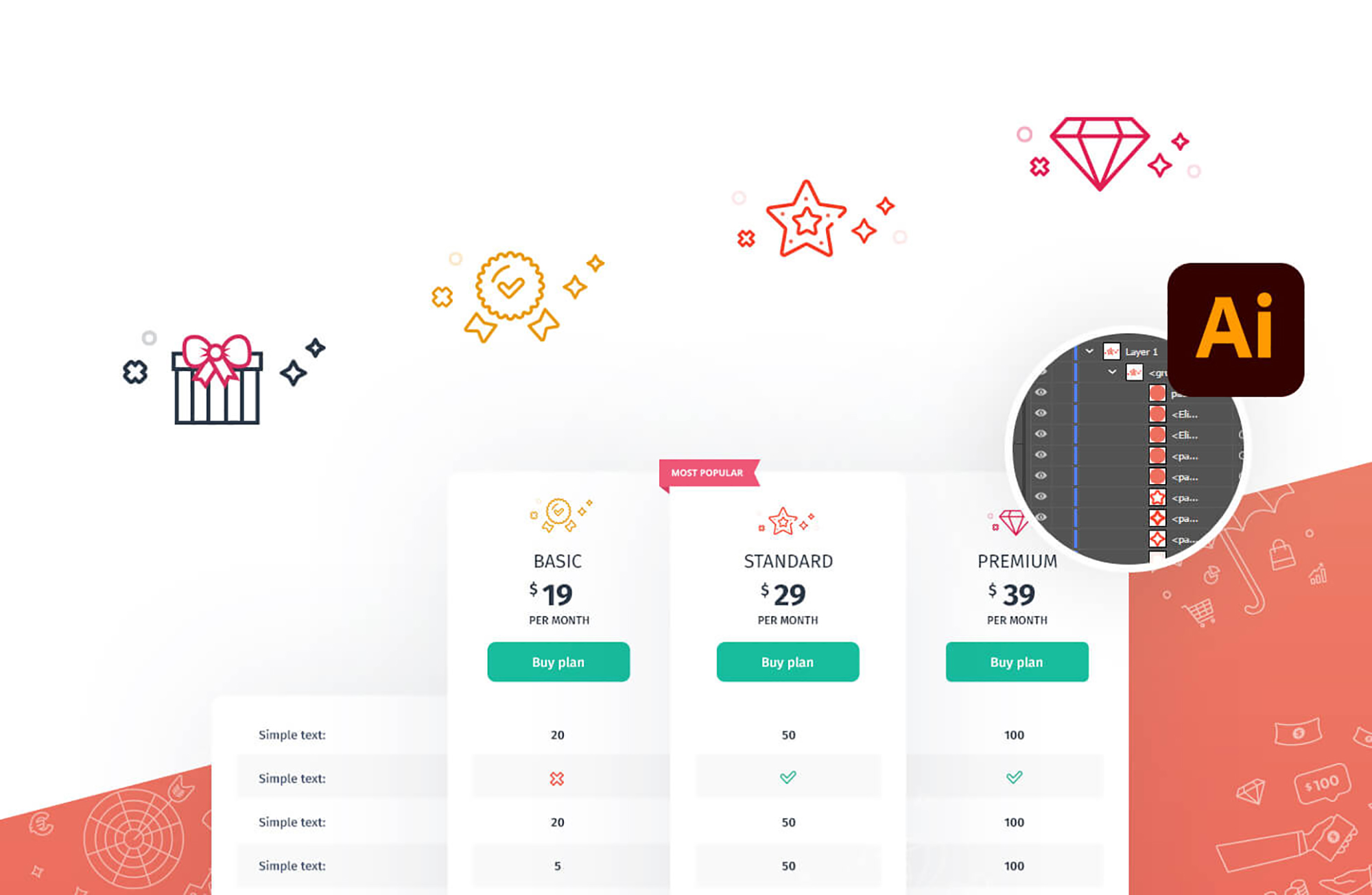 Free PSD pricing table from Seodity Team presentation image
