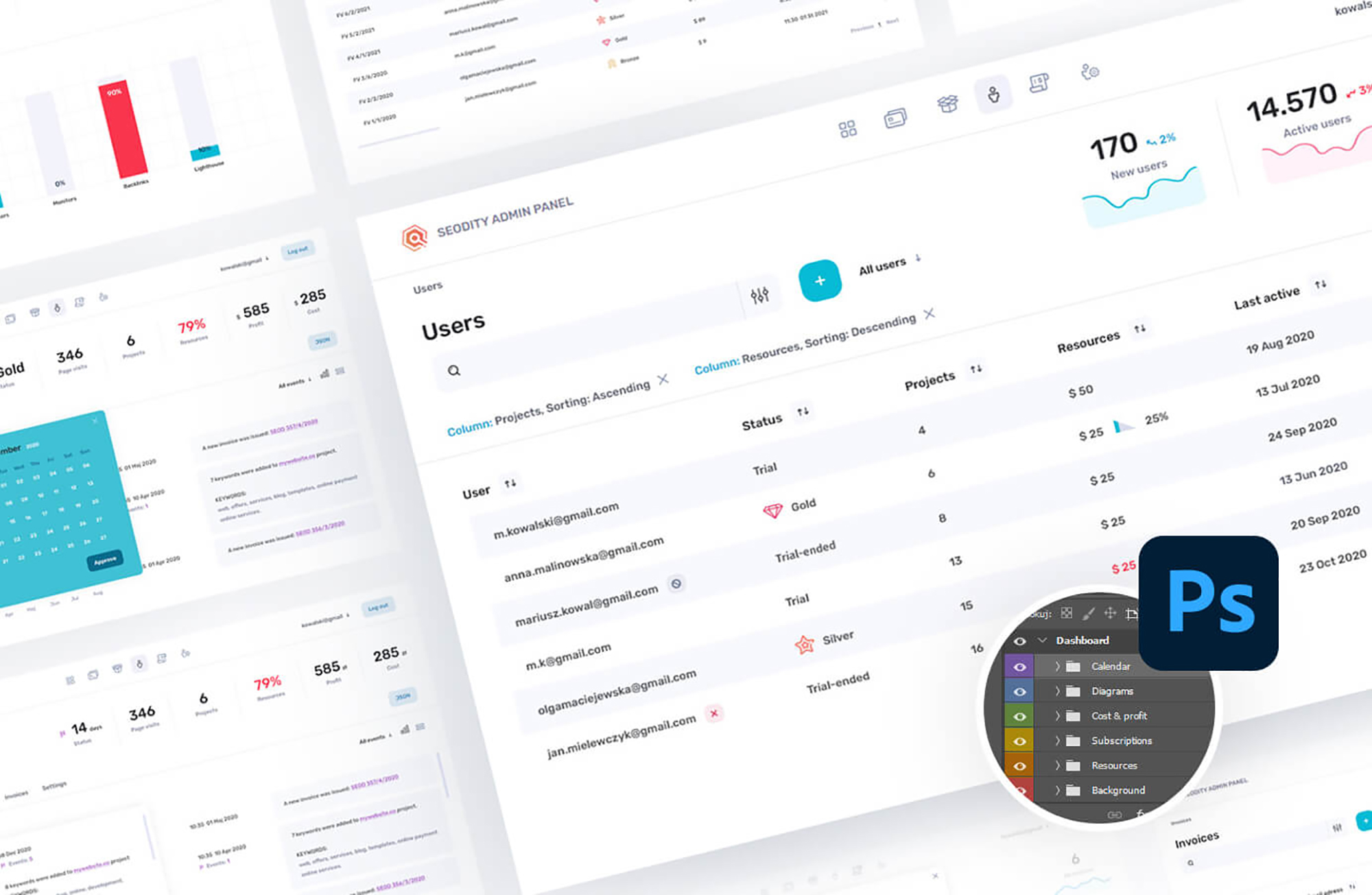 Free PSD admin panel from Seodity Team presentation image