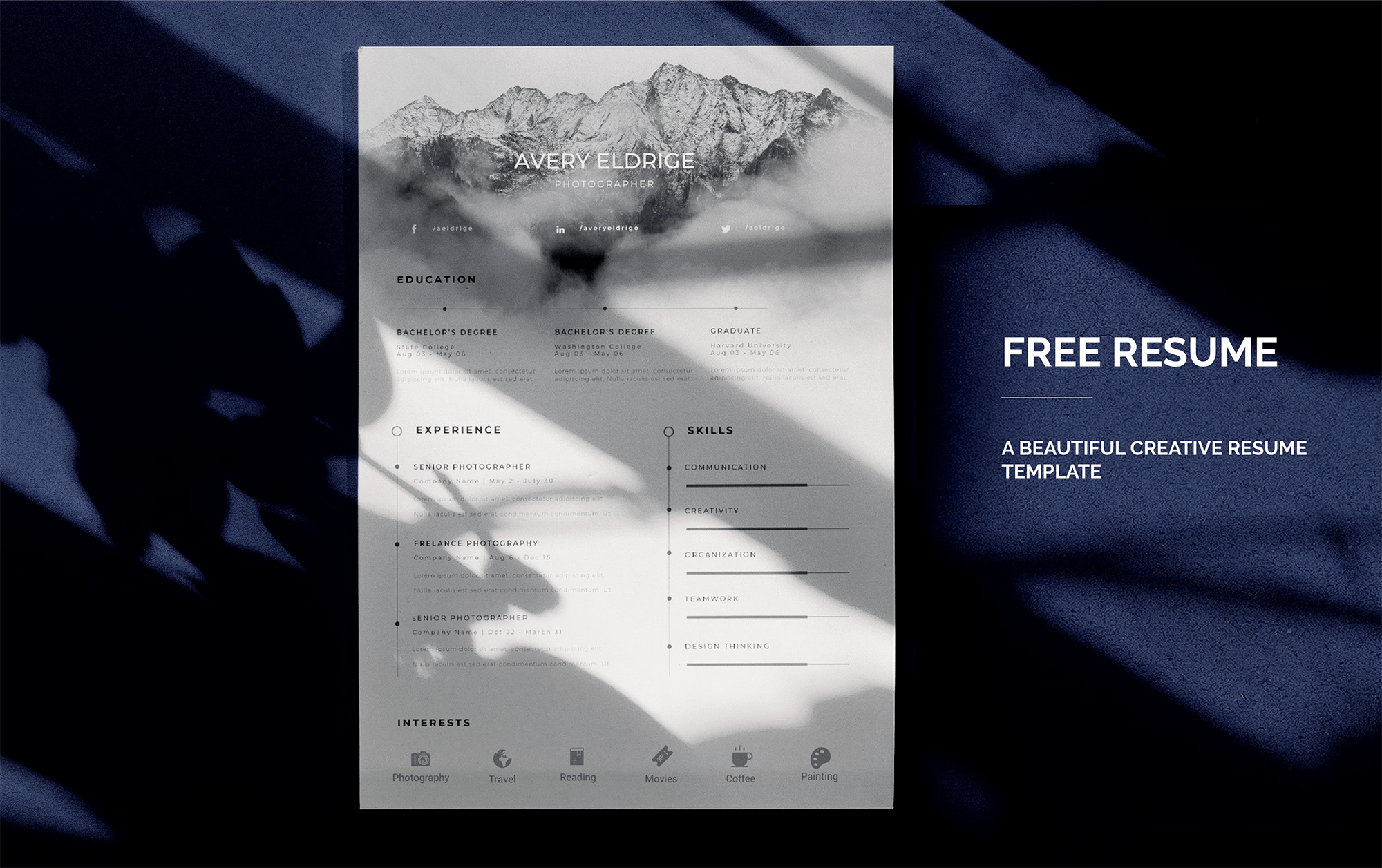 FREE Beautiful Creative Resume Template presentation image