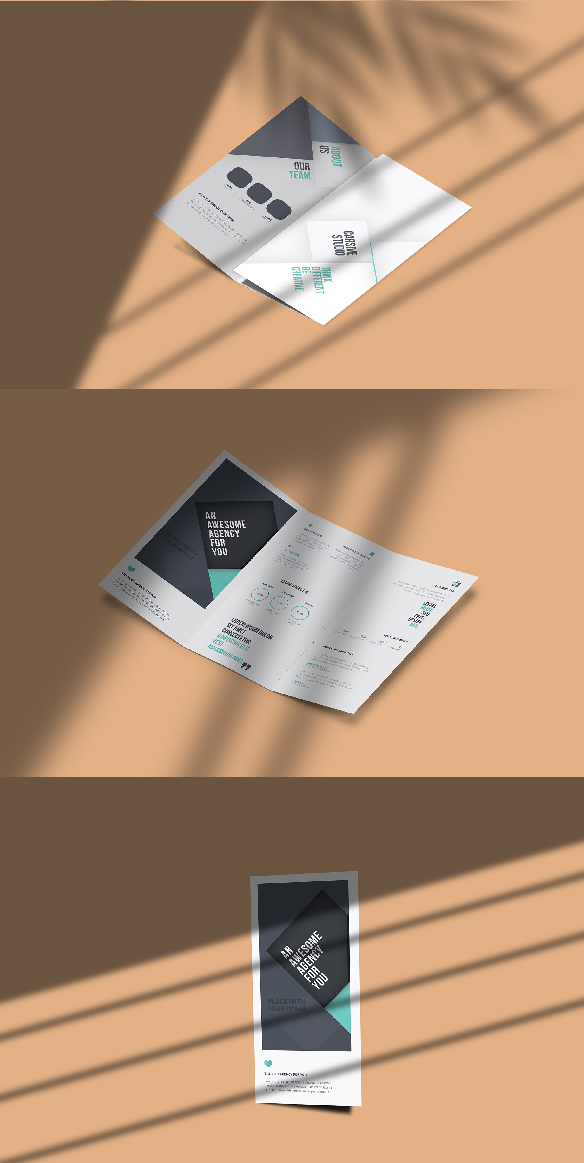 Free Trifold Brochure Mockup Pack presentation image