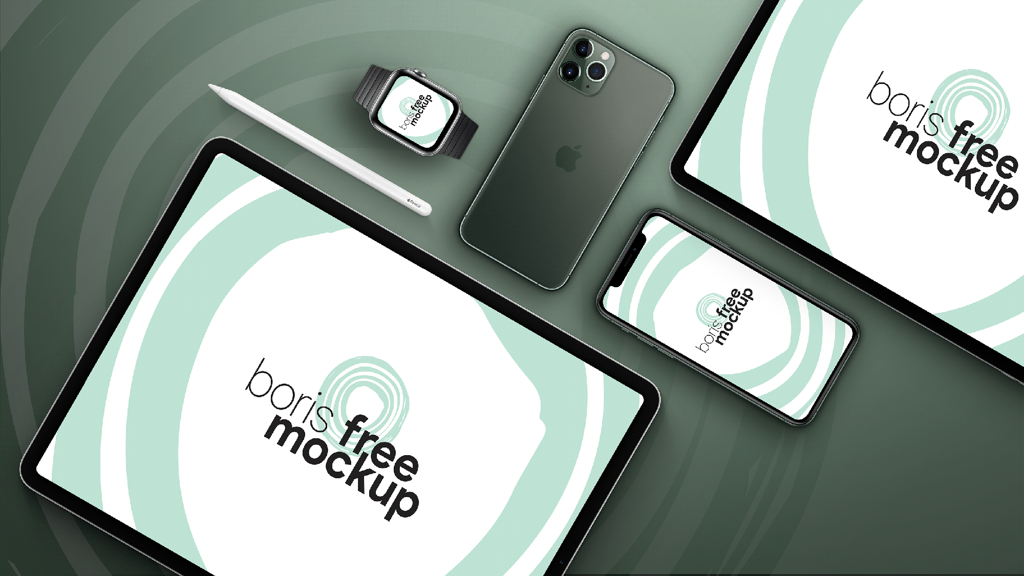 iPhone 11 Pro, Apple Watch Series 5 mockup presentation image