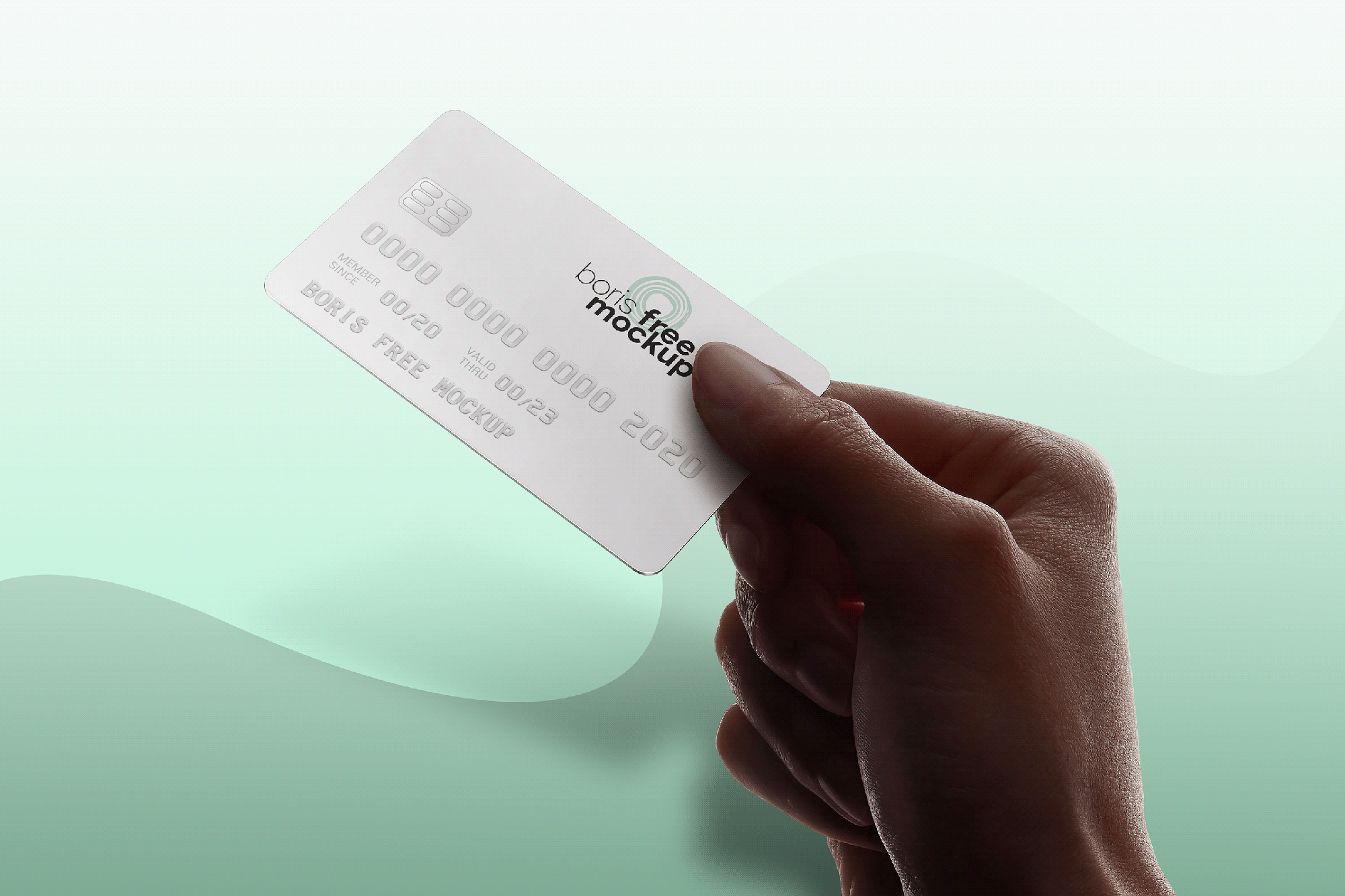 Hand holding credit card mockup presentation image