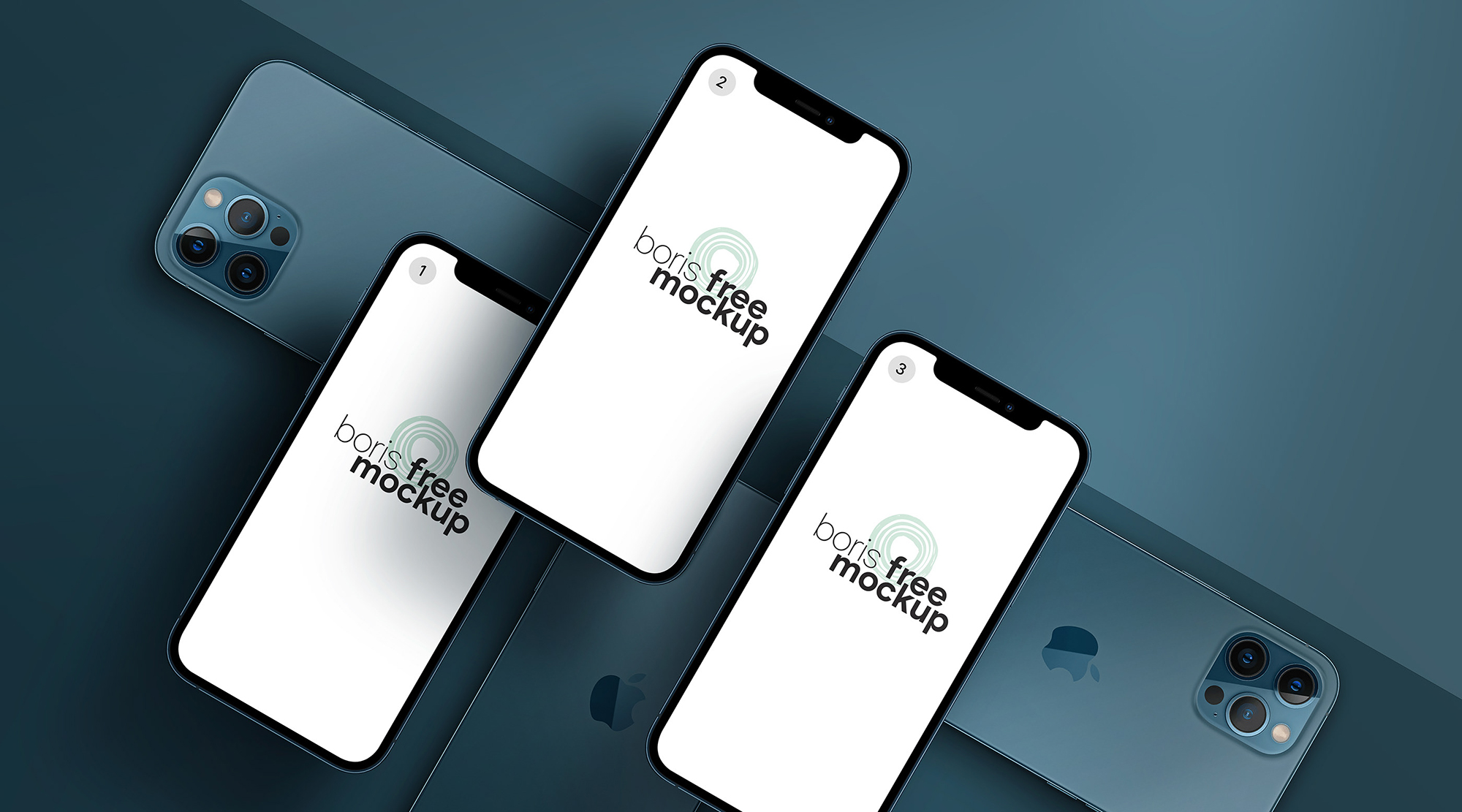 Pacific Blue iPhone 12 Pro Max Mockup 7 presentation image