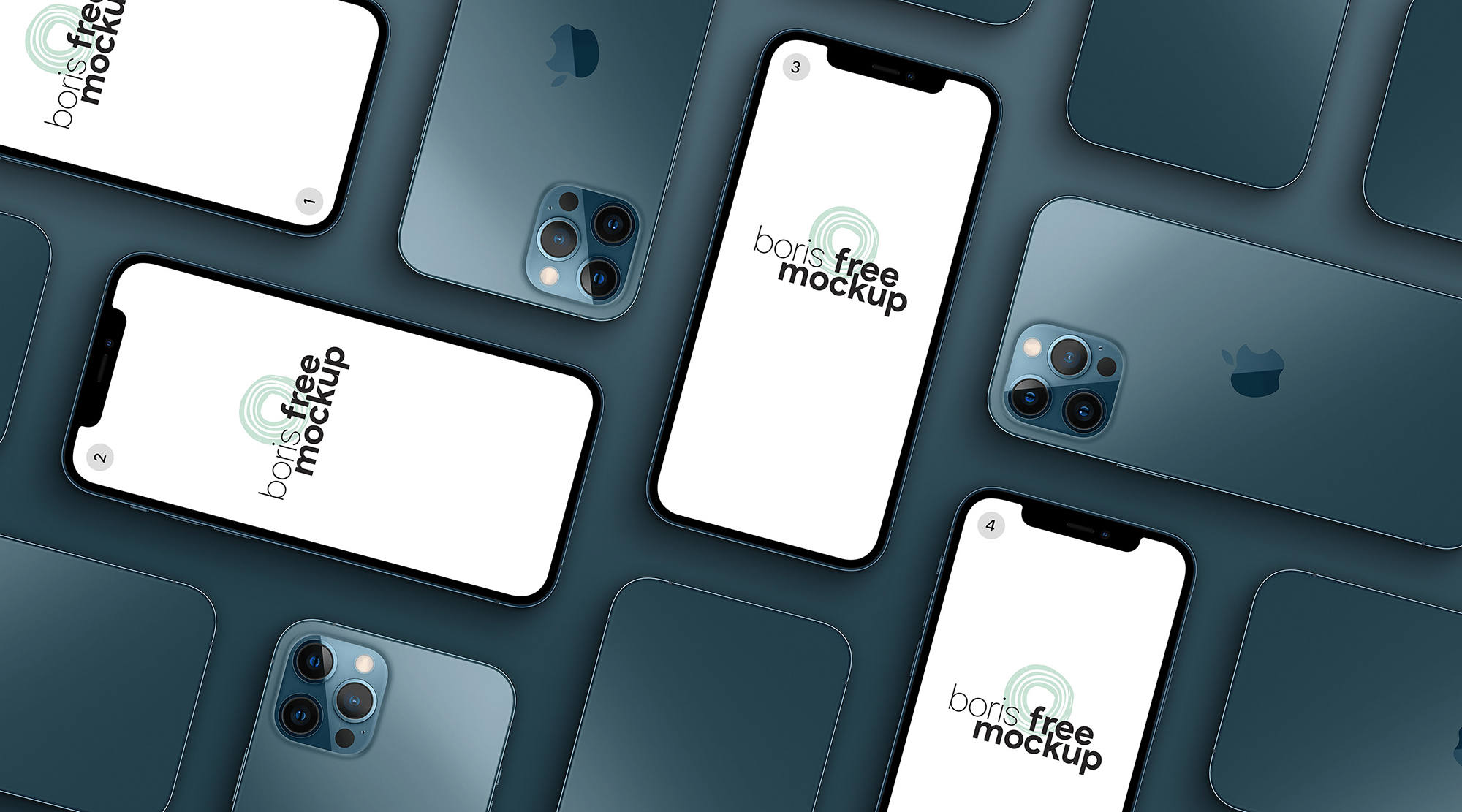 Pacific Blue iPhone 12 Pro Max Mockup presentation image