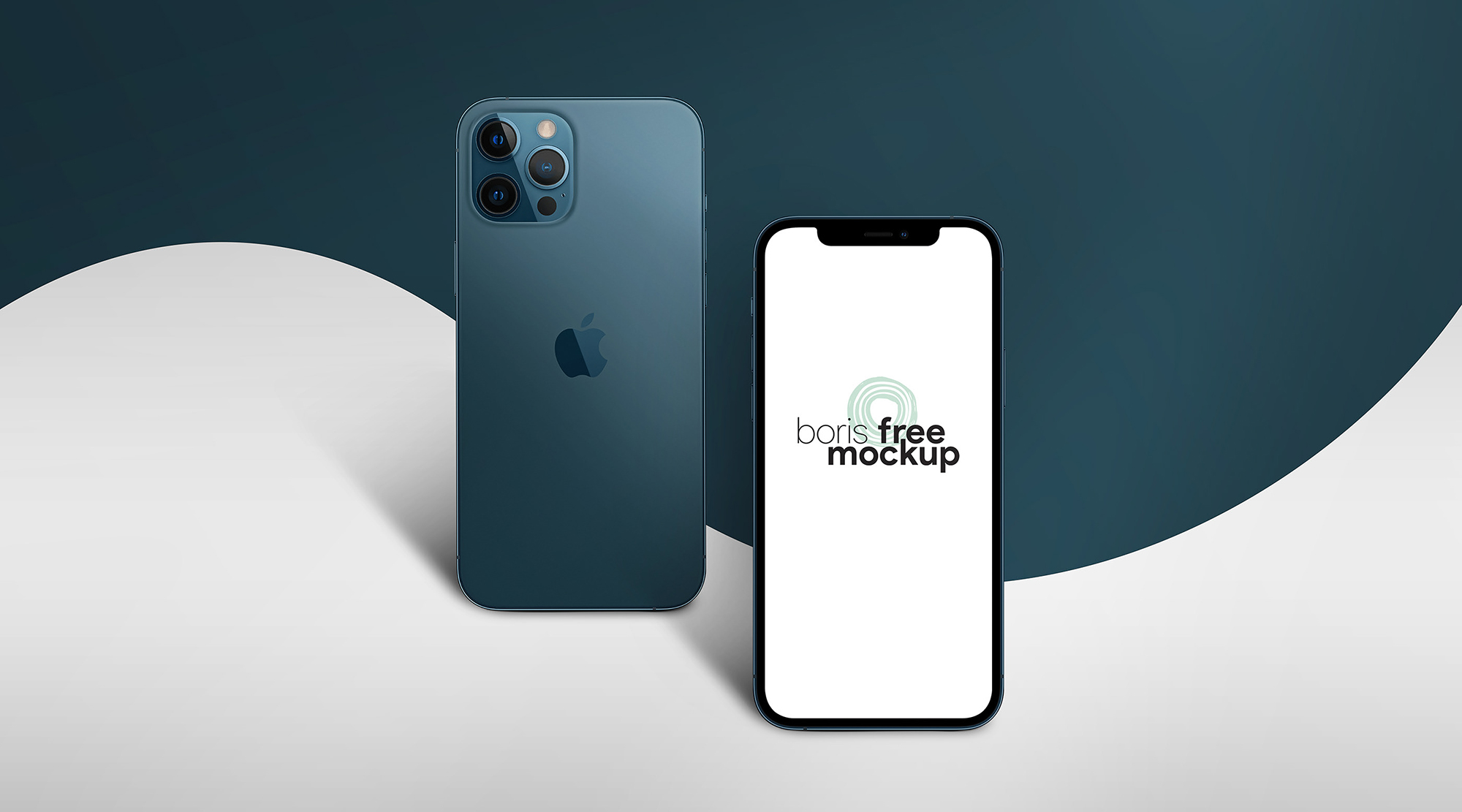 Pacific Blue iPhone 12 Pro Max Mockup 4 presentation image