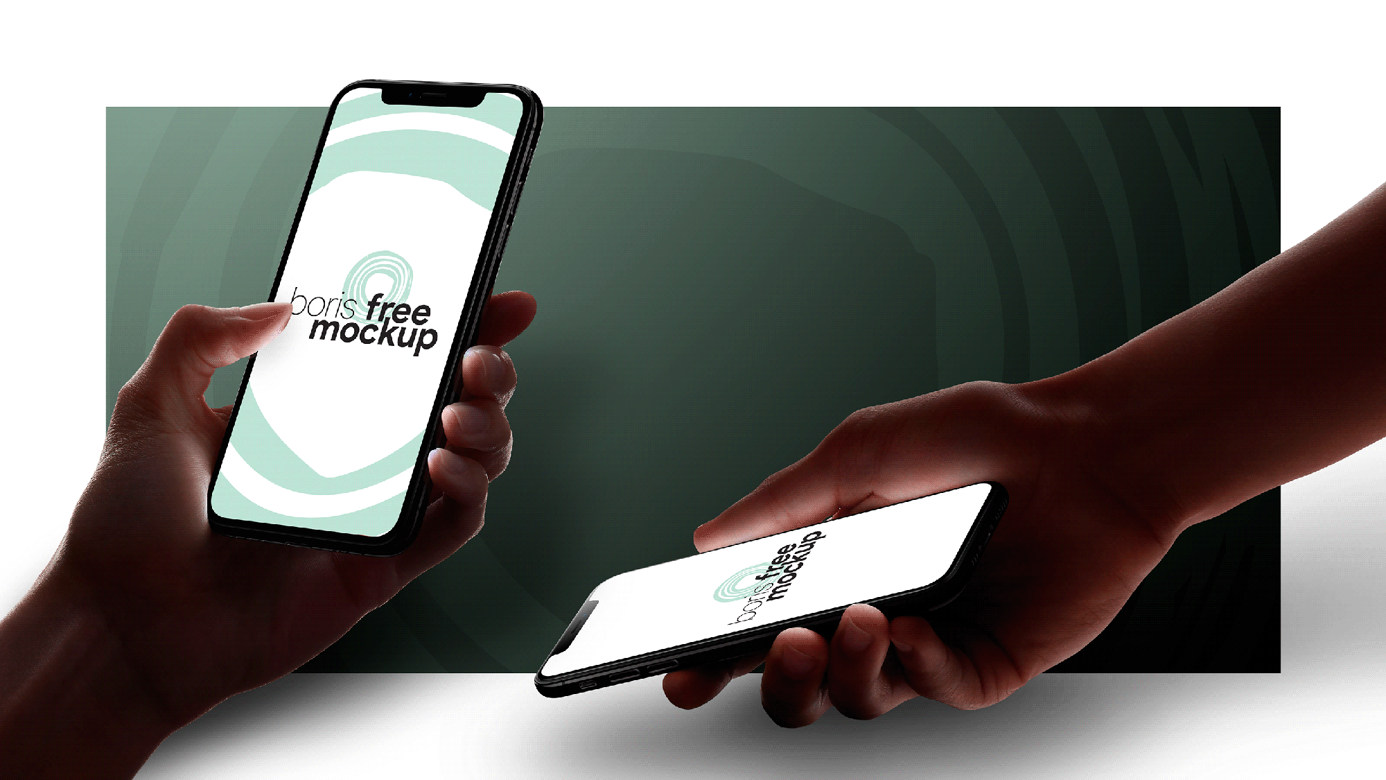 Hands holding iPhone 11 Pro mockup presentation image