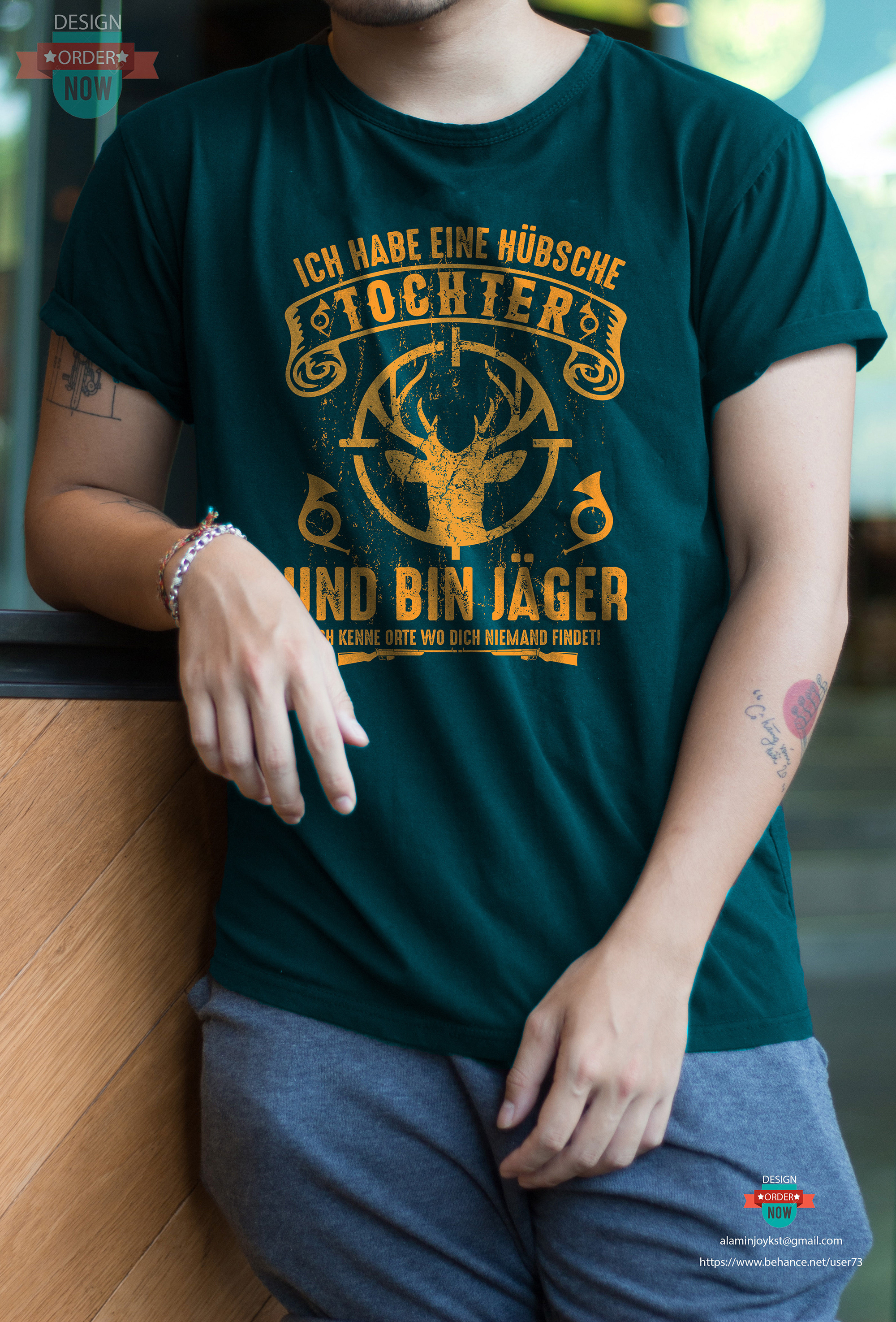 Hunting T-shirt design with Free Mockup. Project 56 presentation image