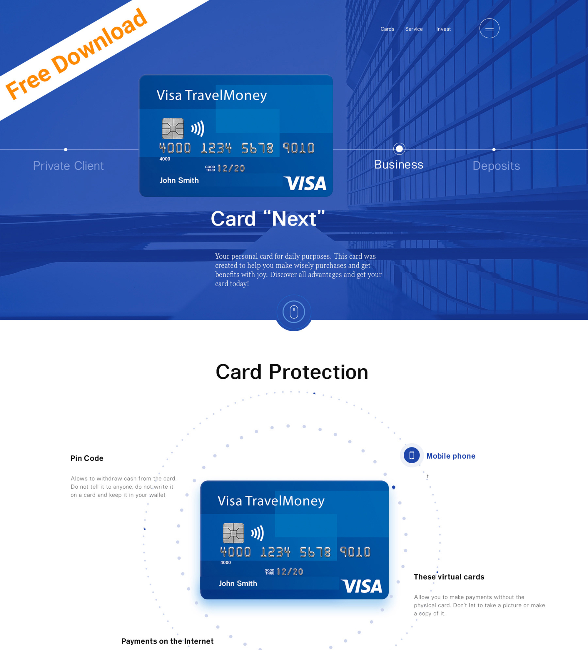 Credit Card Company and Online Banking free template presentation image
