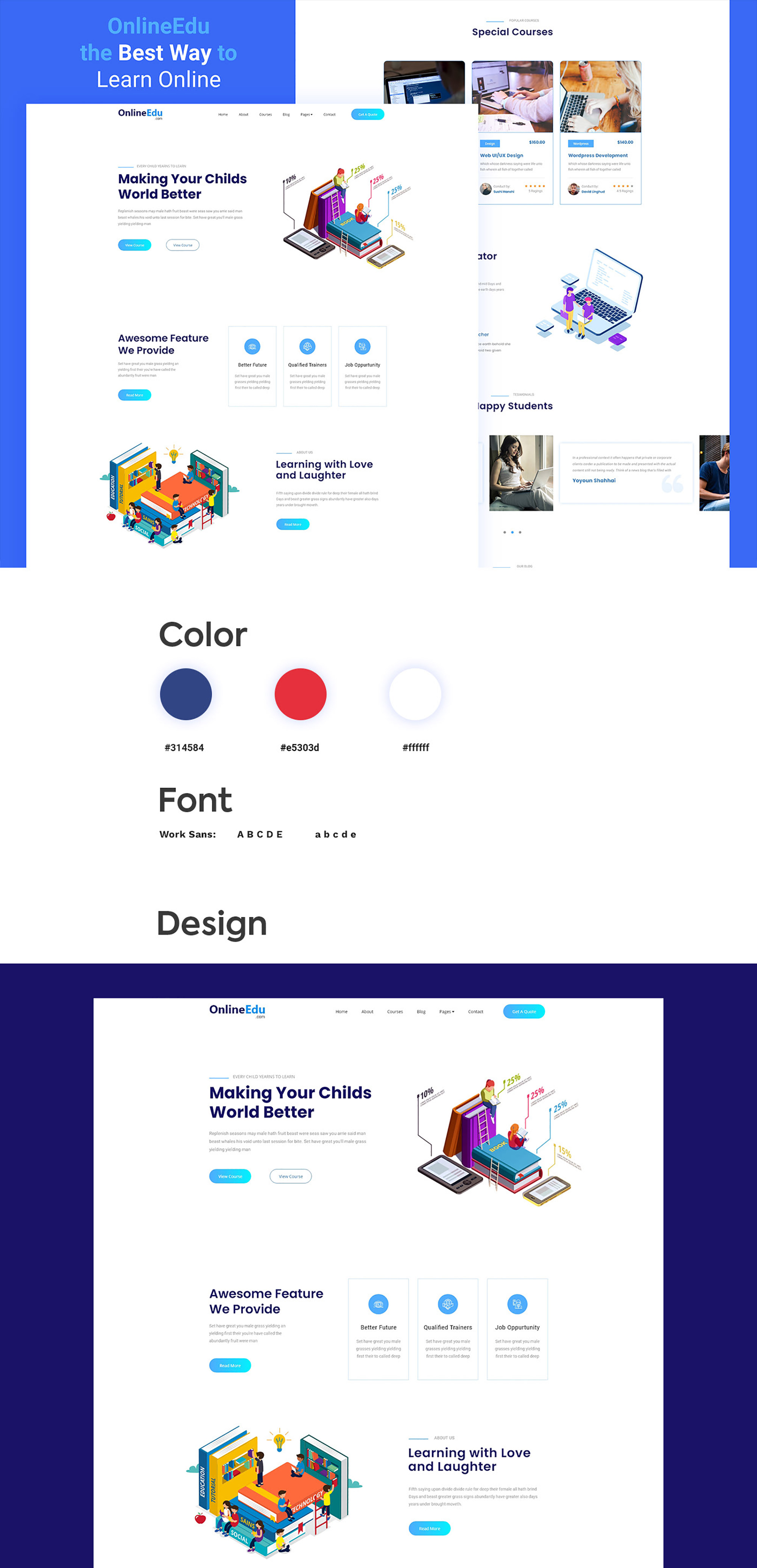 OnlineEdu - Online Teaching Website Landing Page Free XD presentation image