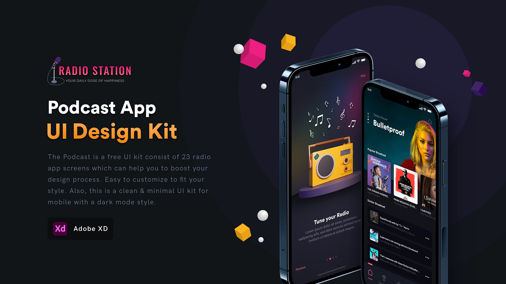 Podcast App free UI Kit presentation image