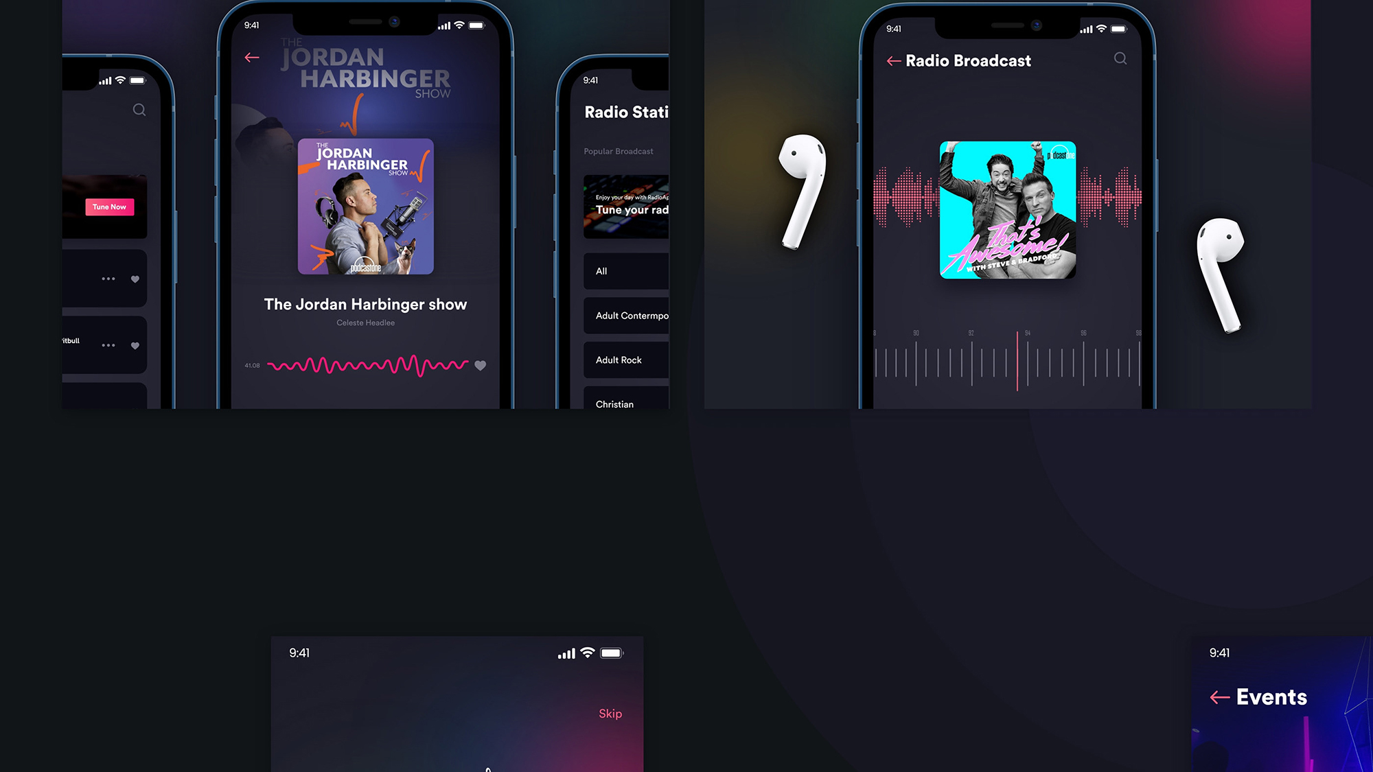 Podcast App free UI Kit presentation image