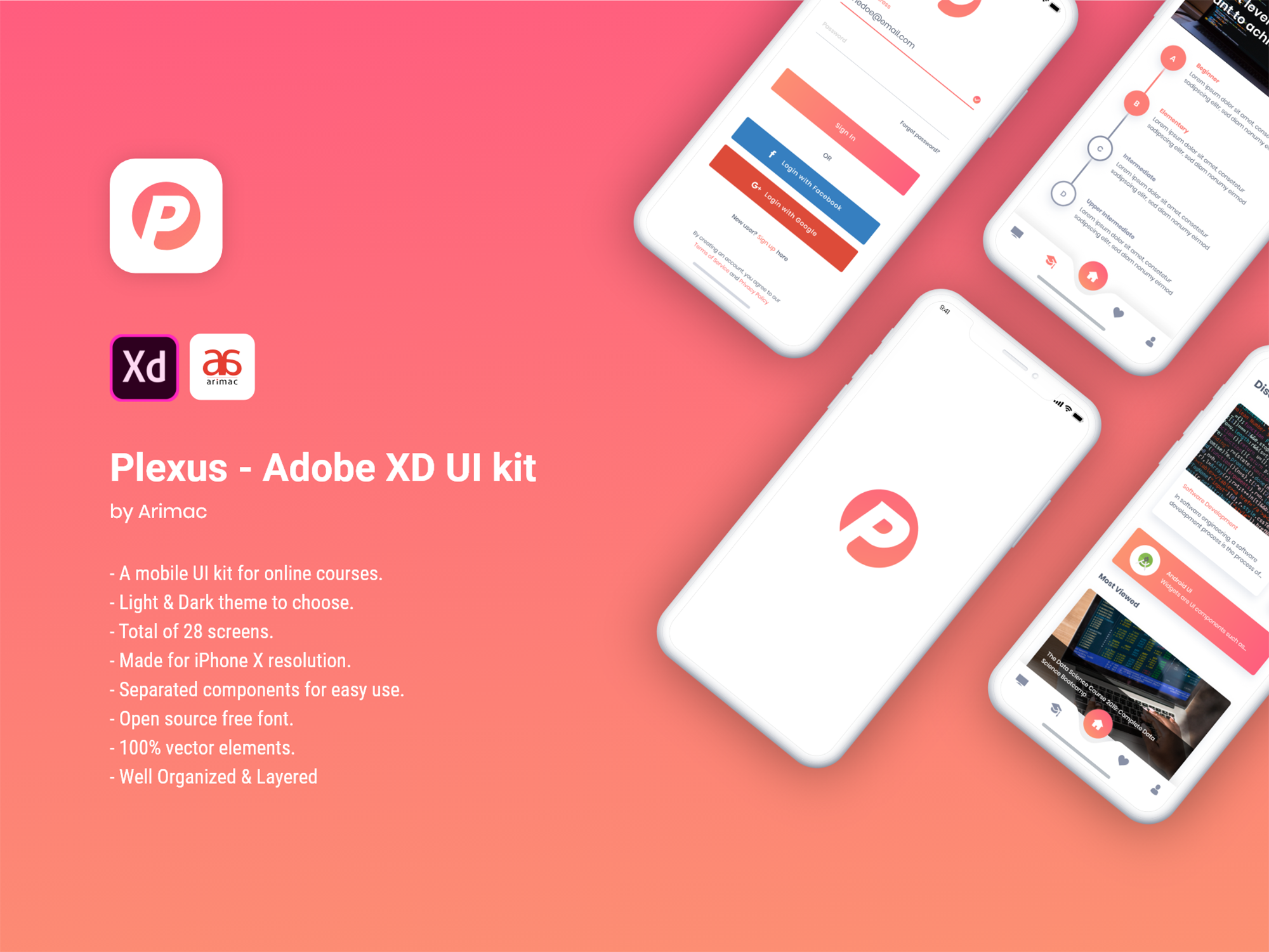 Plexus - Free Adobe XD UI Kit presentation image