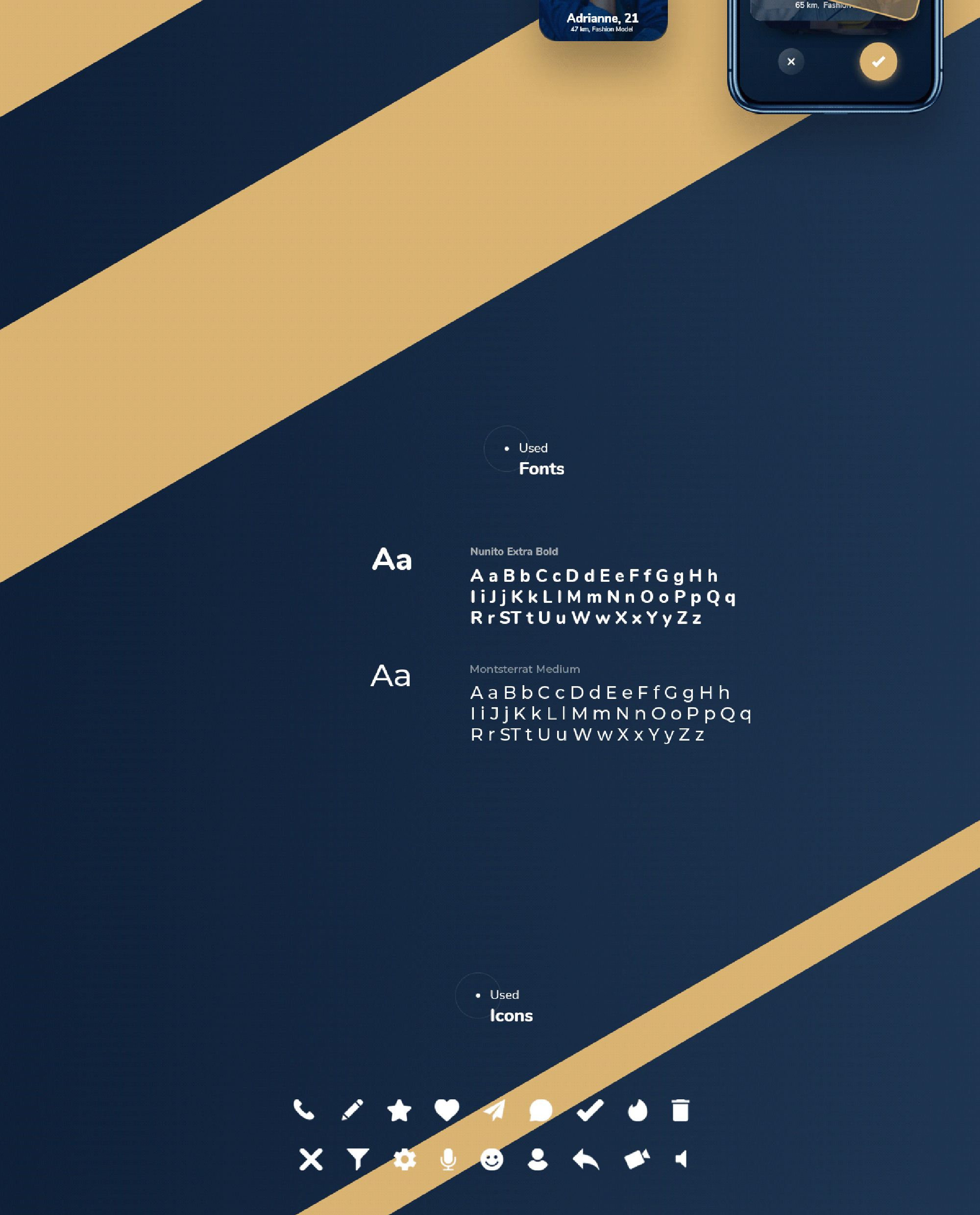 Golden Tinder - Dating App Redesign + Free Xd File presentation image