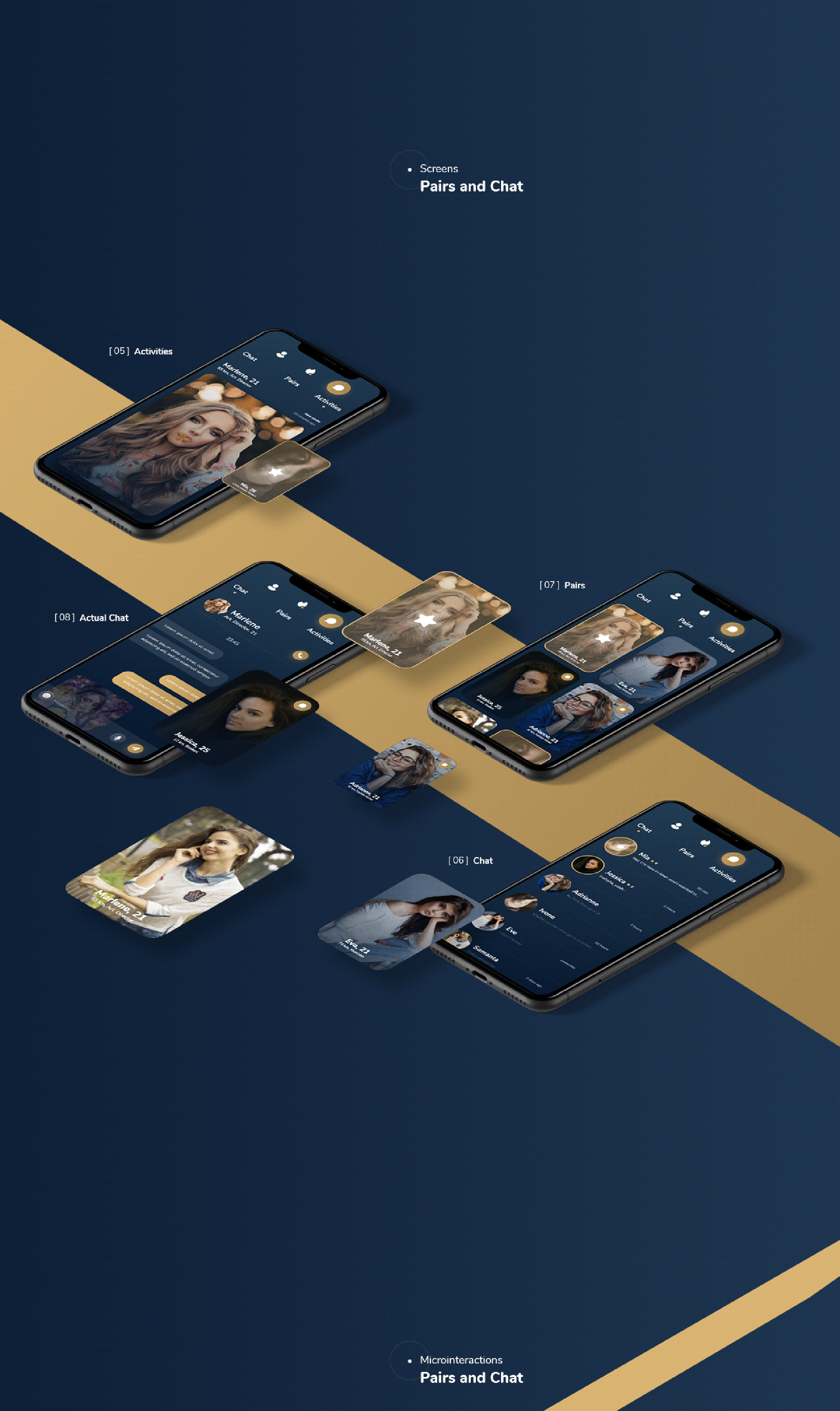 Golden Tinder - Dating App Redesign + Free Xd File presentation image