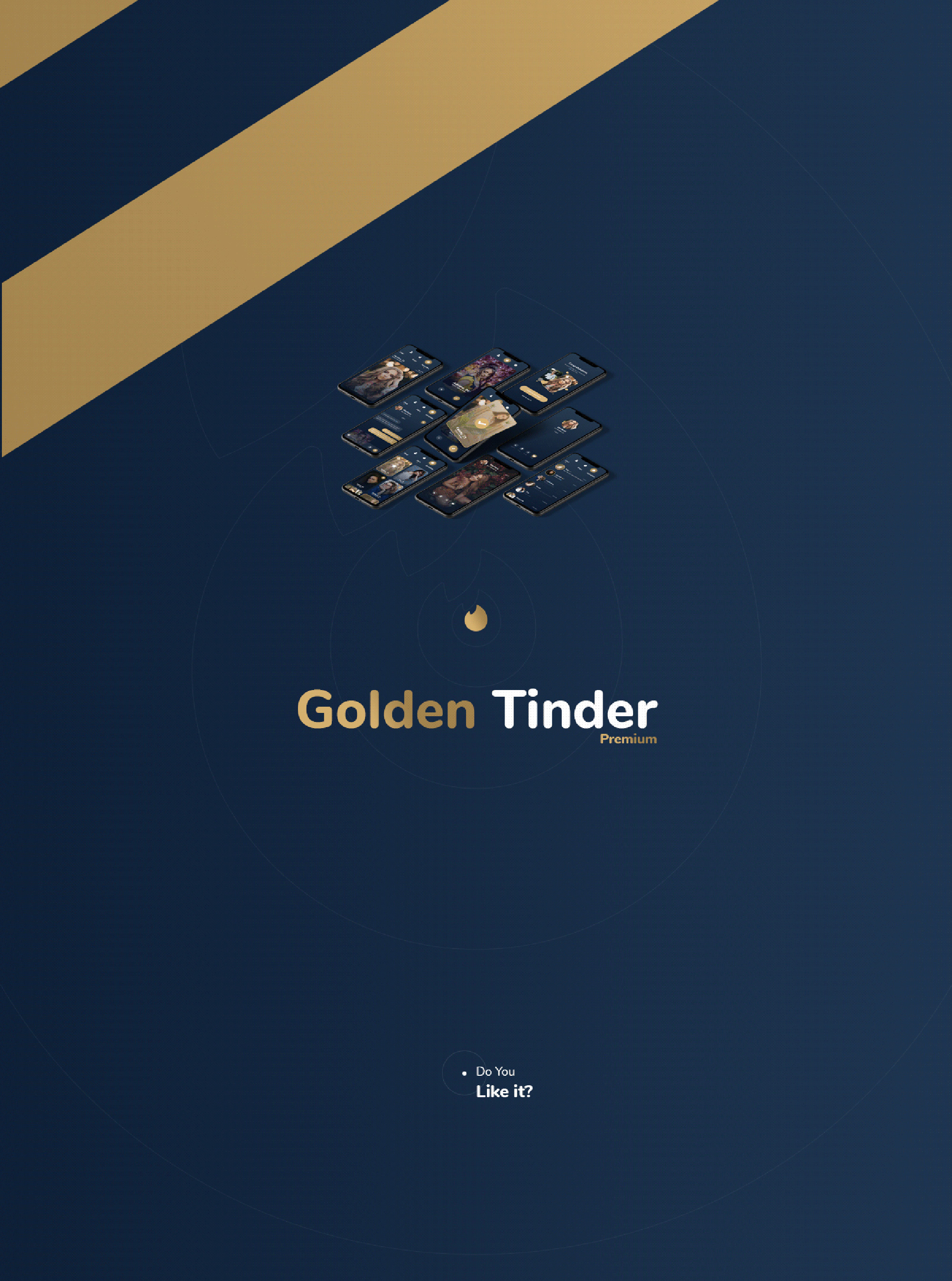 Golden Tinder - Dating App Redesign + Free Xd File presentation image