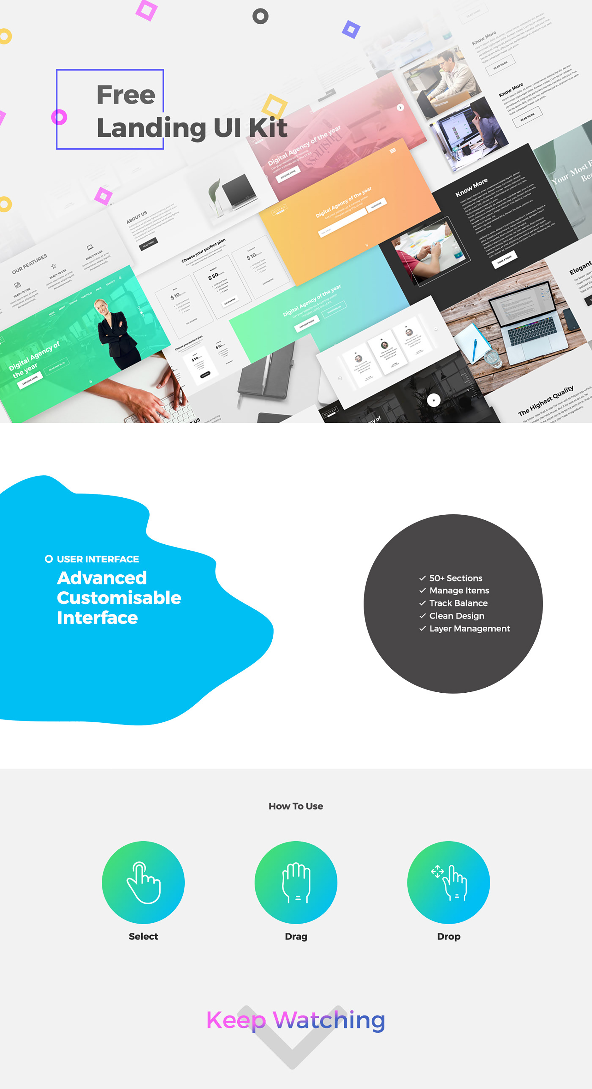 Free Landing UI Kit presentation image