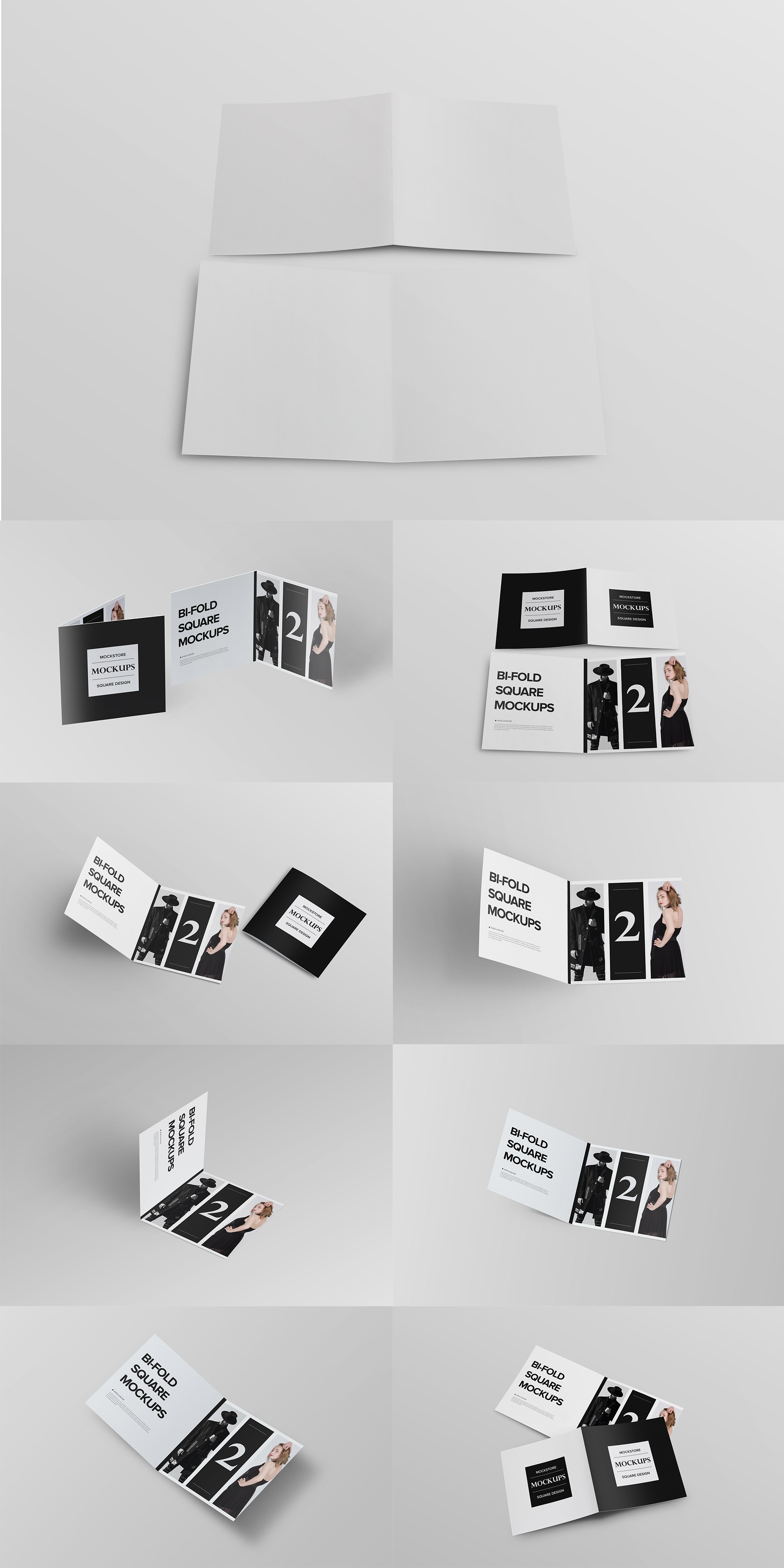 Bi-fold Square Brochure Mockups - Free download presentation image