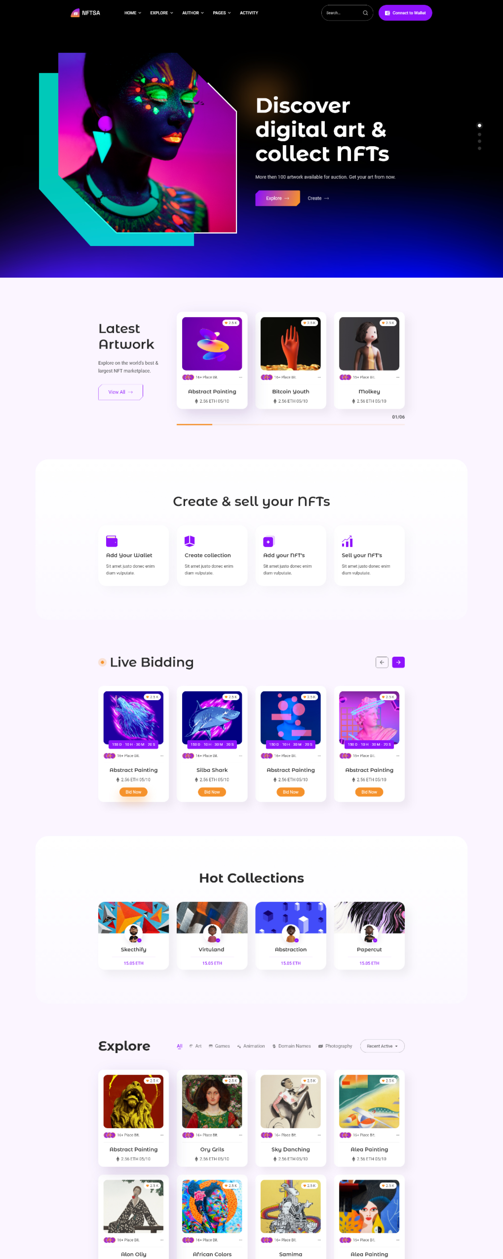 NFTs Landing Page V.02 presentation image
