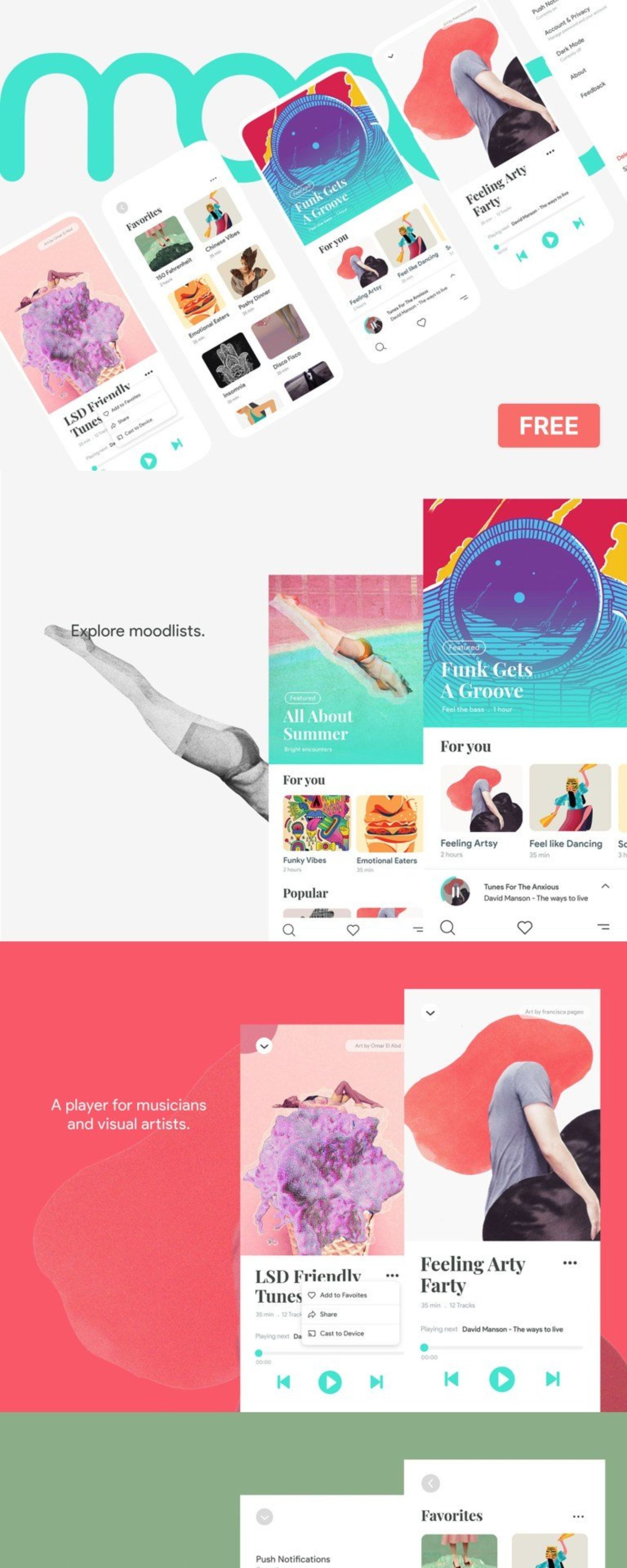 Moood Music Player App UI Kit presentation image