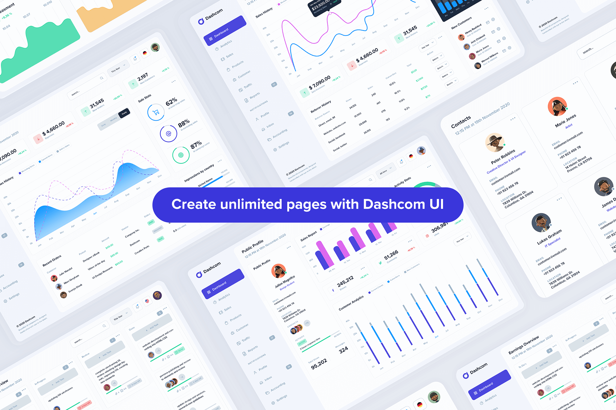 Dashcom - Dashboard UI Kit presentation image