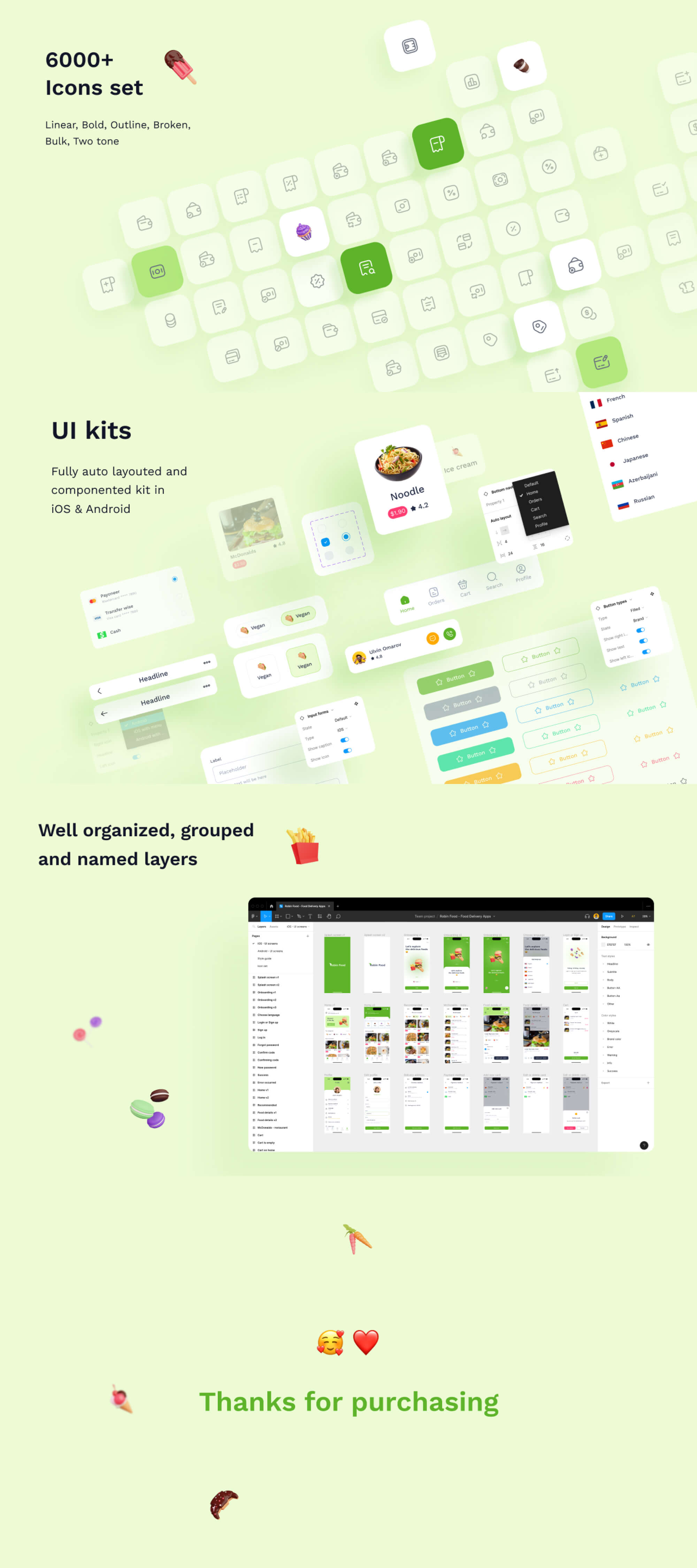 Robin Food - Food Delivery Mobile App UI Kits Design presentation image