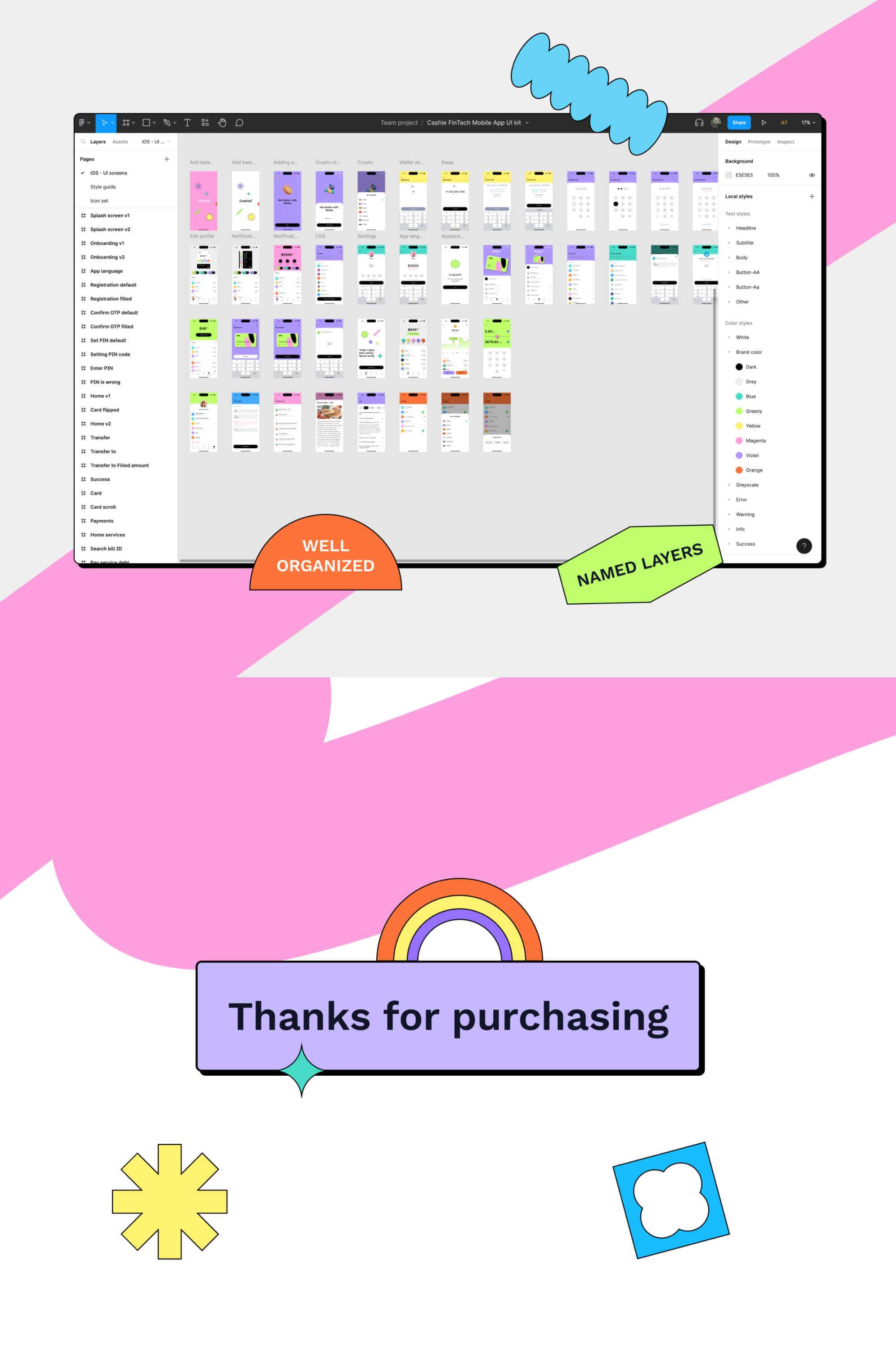 Cashie - Digital Wallet, FinTech, Banking, Crypto, Neubrutalist, Mobile UI kits presentation image