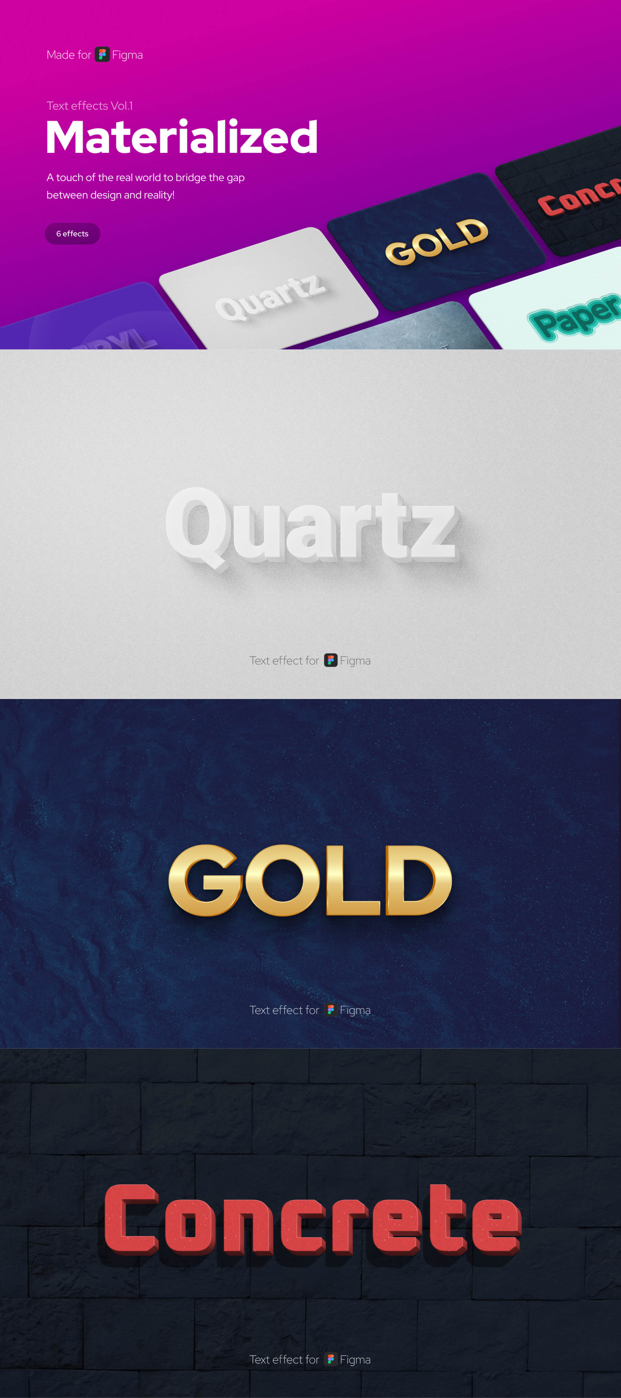Advanced text effects for Figma (Vol.1) — Materialized presentation image