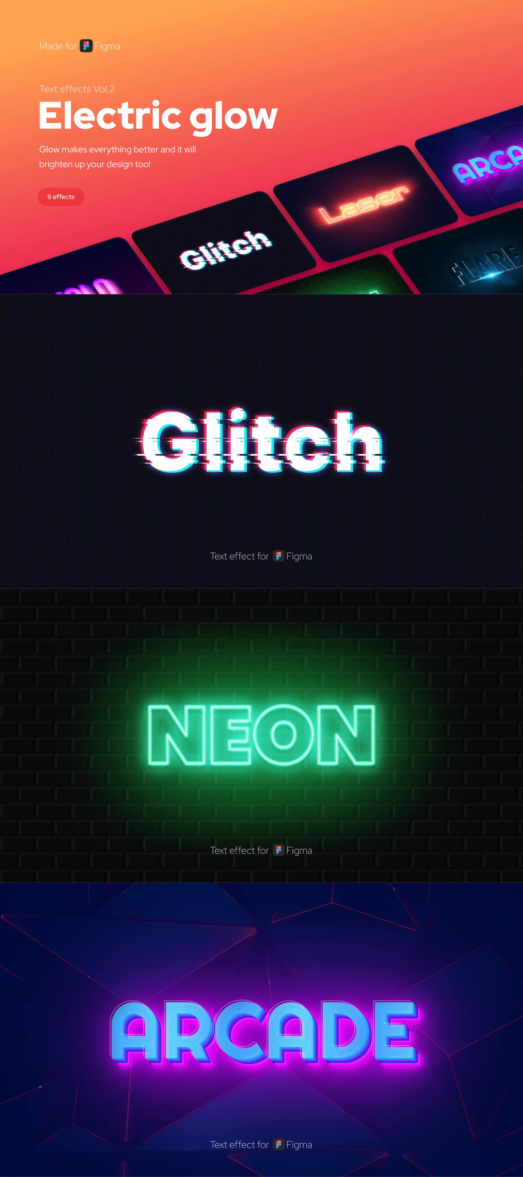 Advanced text effects for Figma (Vol.2) — Electric glow presentation image