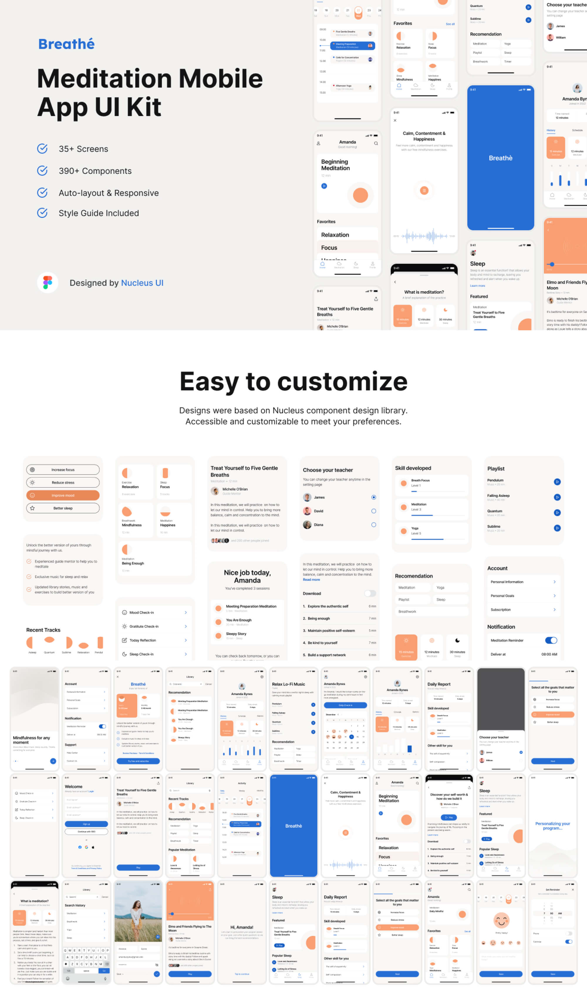 Breathe - Meditation Mobile UI Kit presentation image